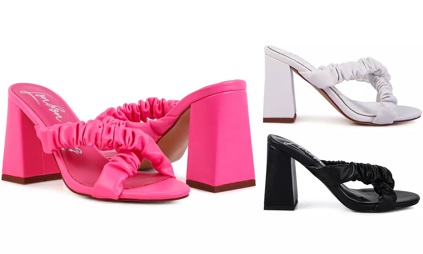 London Rag Page 3 Scrunchie Strap Block Sandals - Primary Image