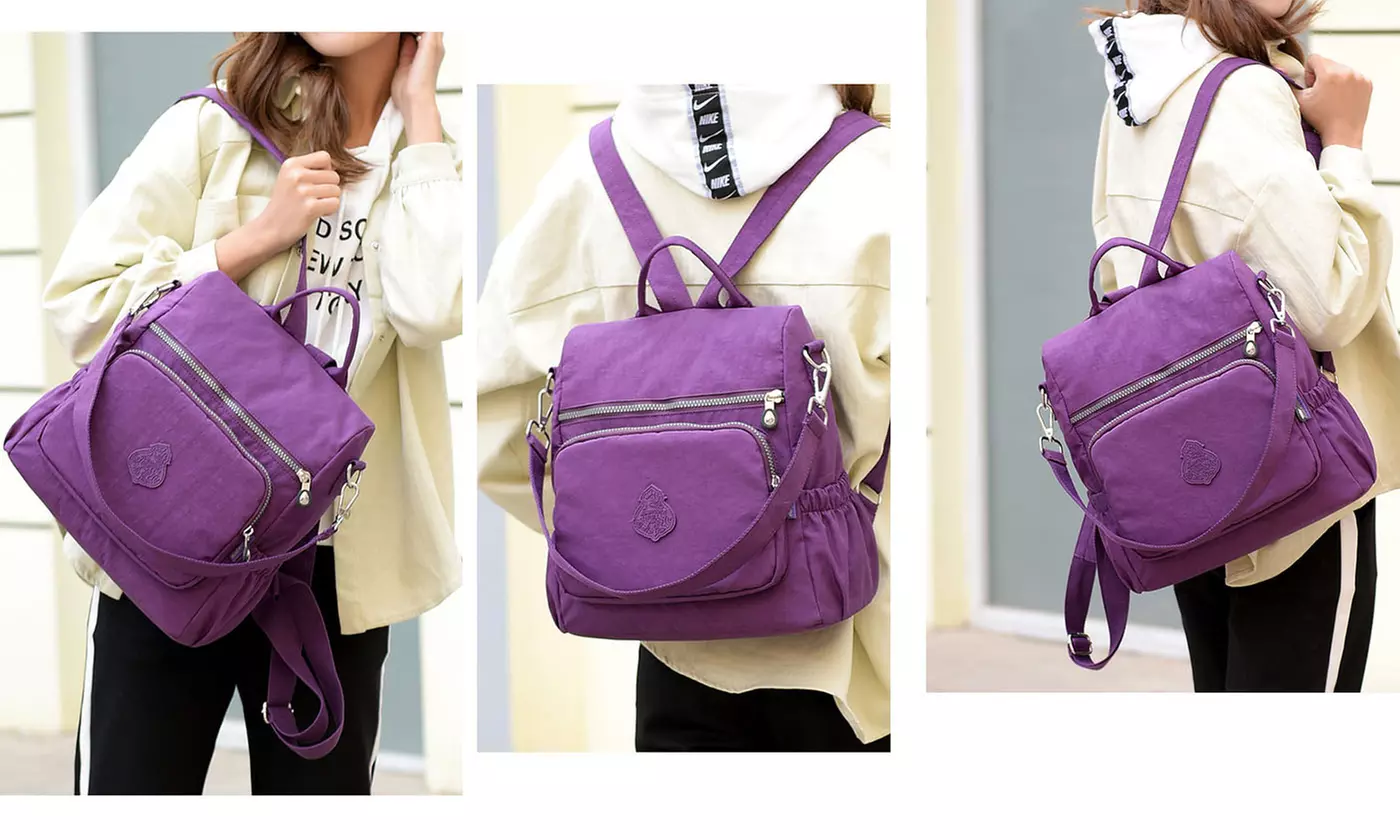 Women's Lightweight Waterproof Nylon Backpack - Multiple Options