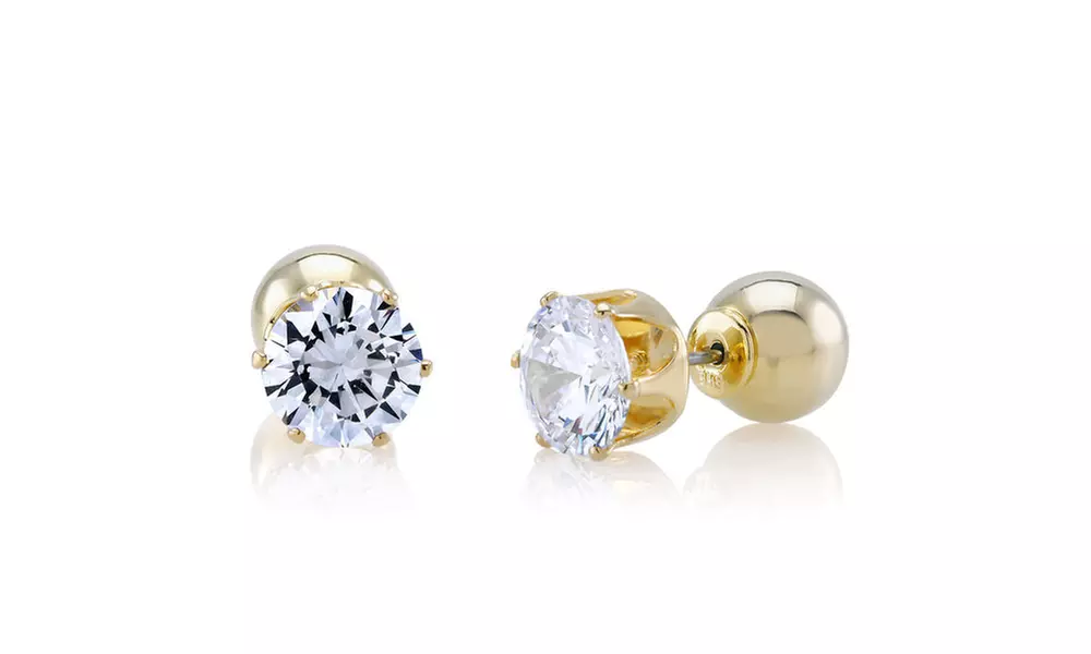 Cubic Zirconia Double Sided Earrings - Primary Image