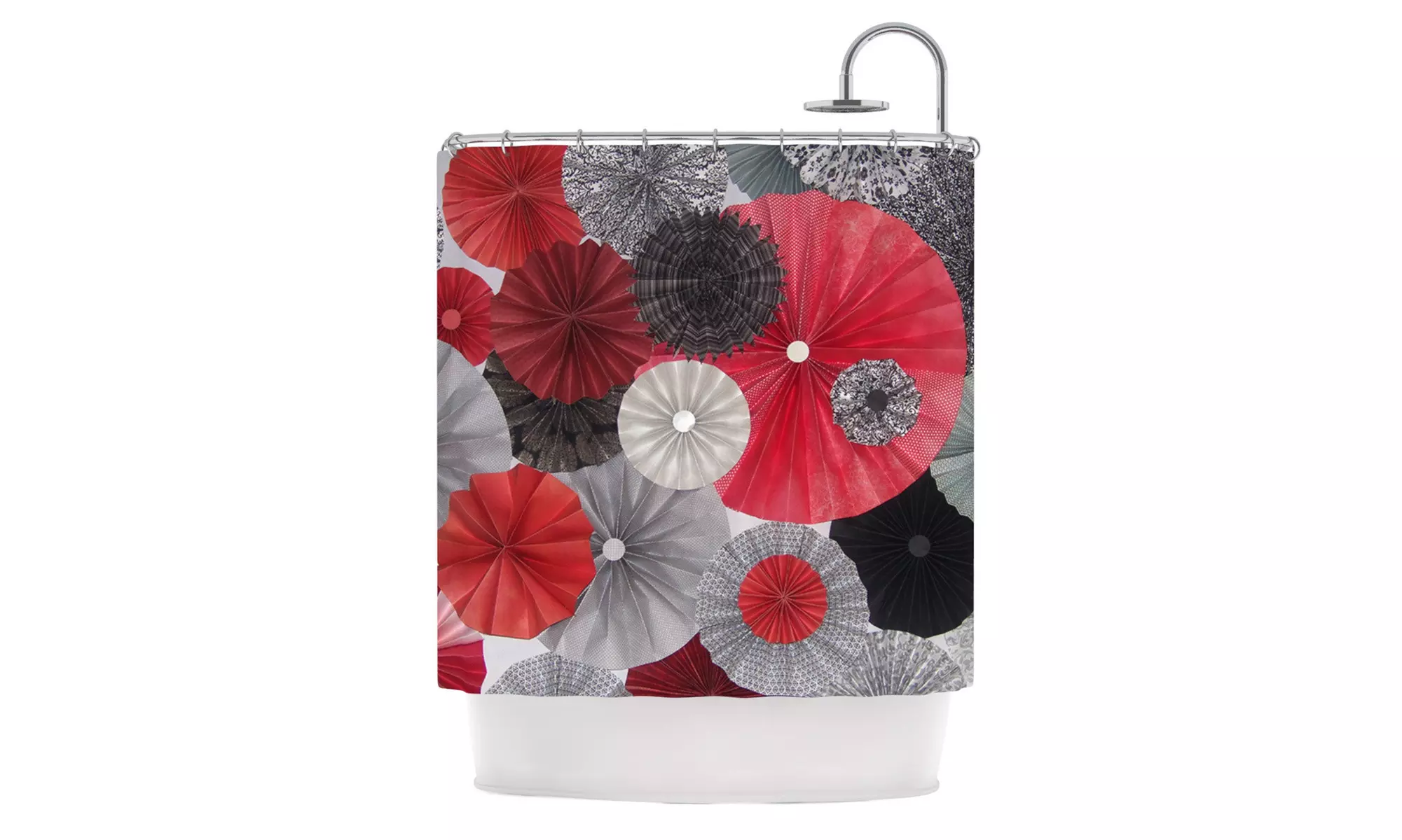Heidi Jennings "Kyoto" Red Black Shower Curtain - Primary Image