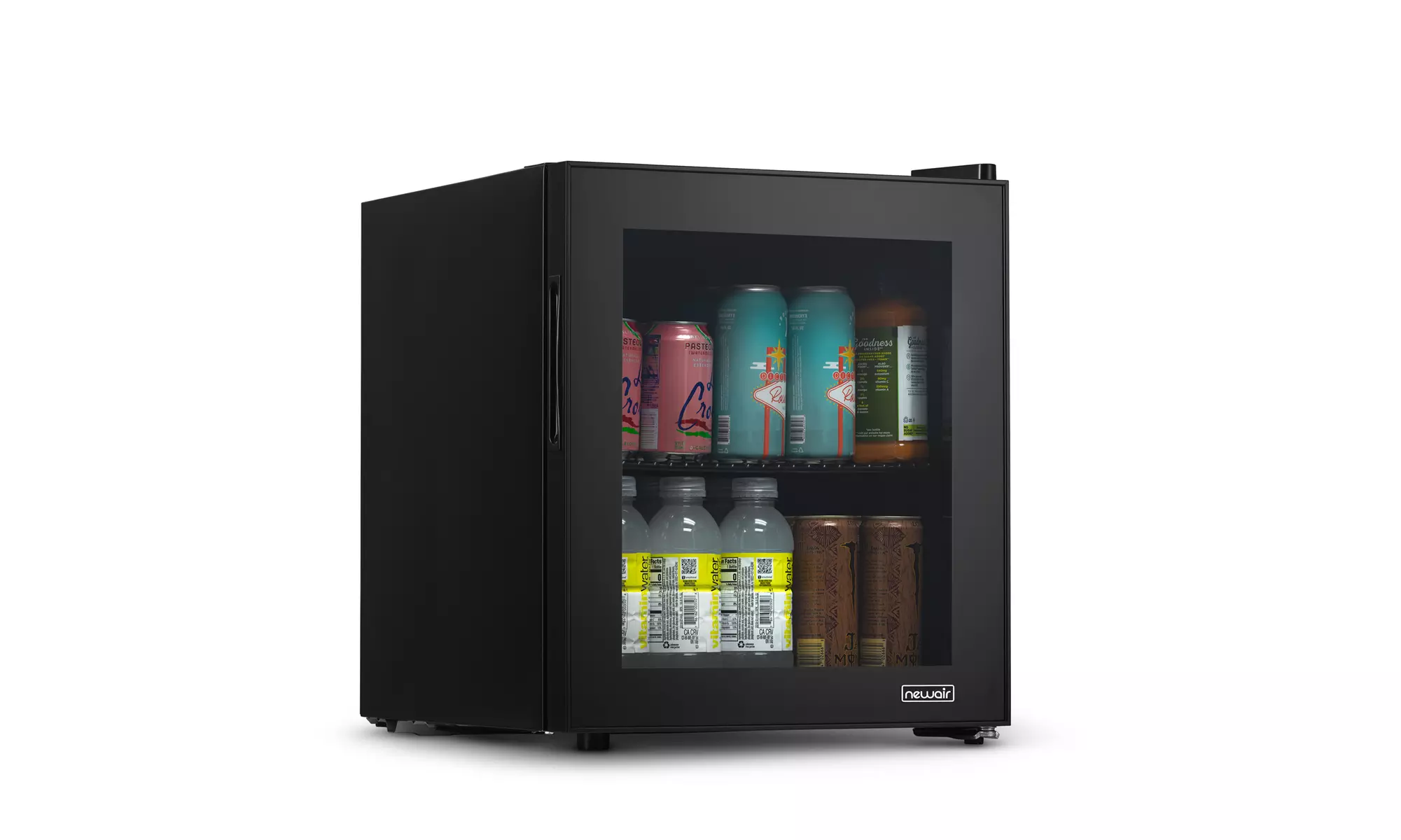 Newair 60 Can Beverage Fridge with Glass Door, Freestanding Mini Fridge in Black - Primary Image