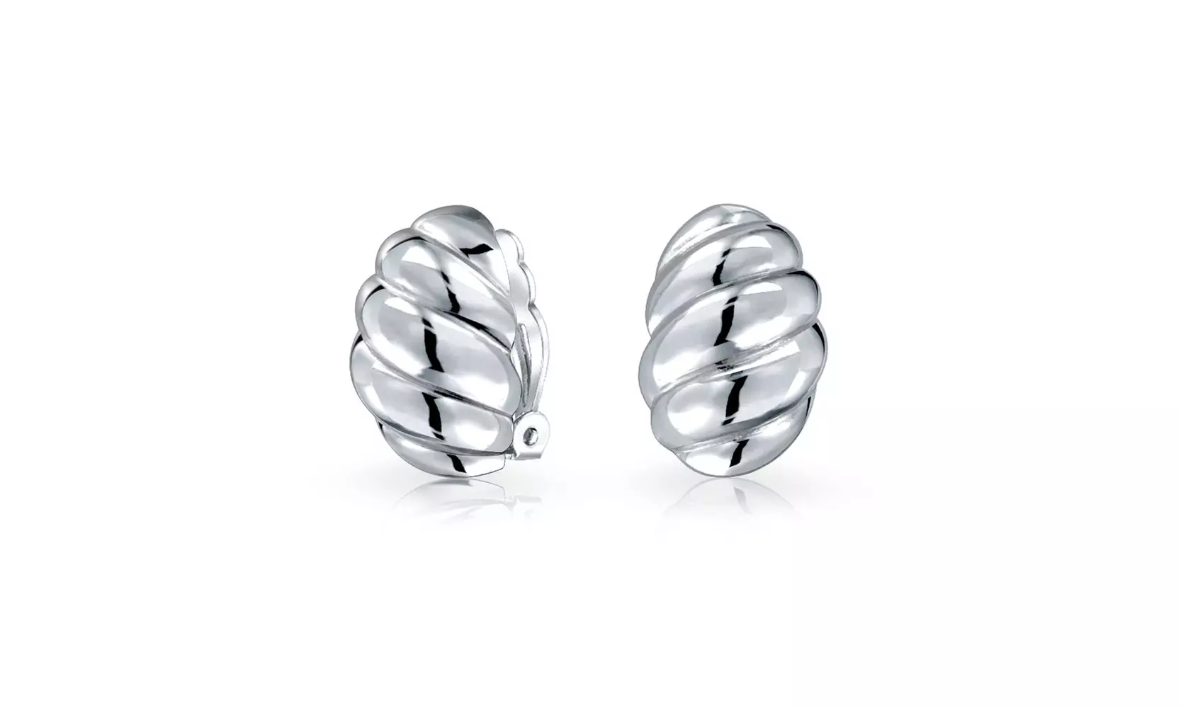 Dome Shrimp Style Clip On Earrings Ears Sterling Silver Alloy Clip - Primary Image