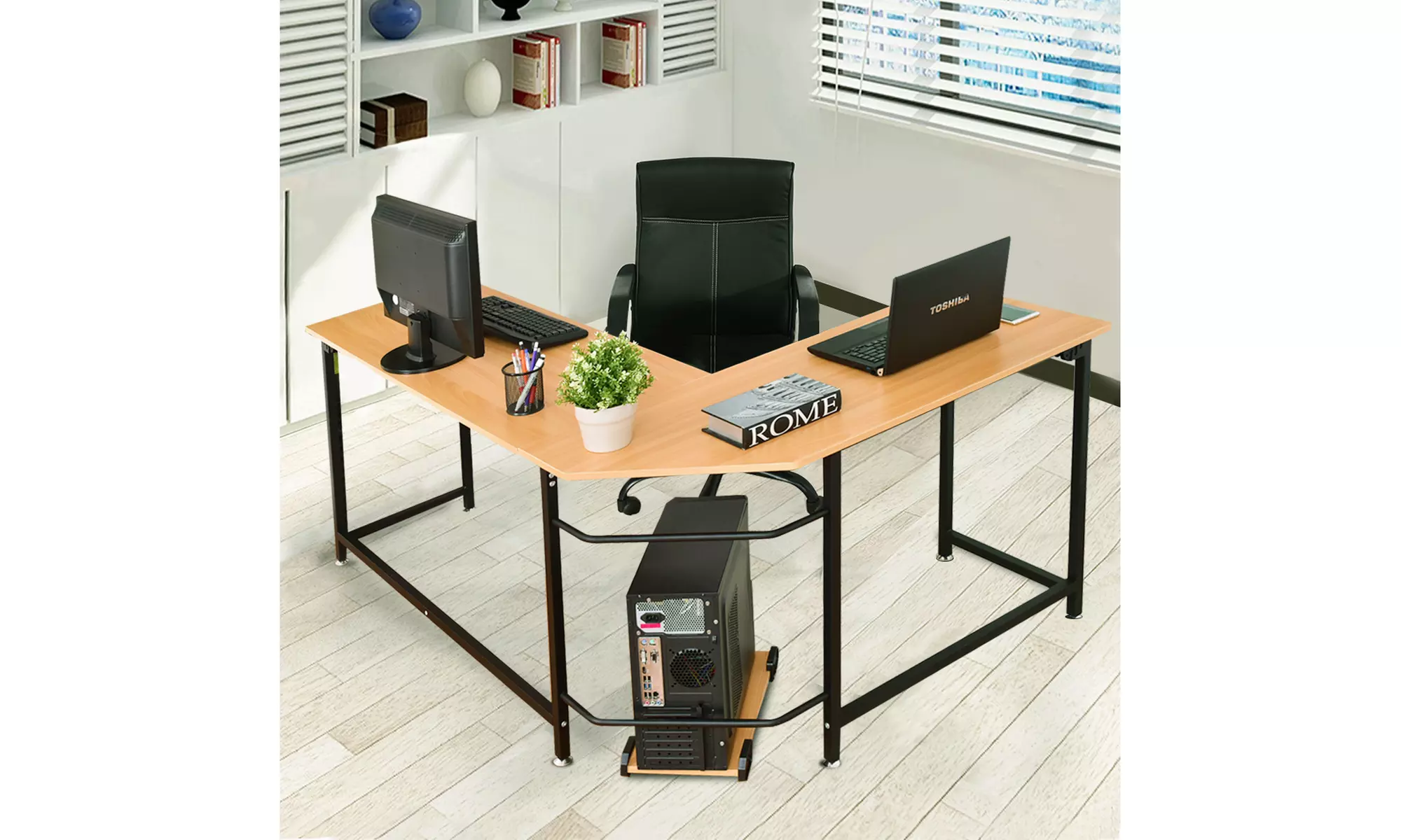 L-Shaped Corner Computer Desk PC Latop Study Table Workstation Home Office New - Primary Image