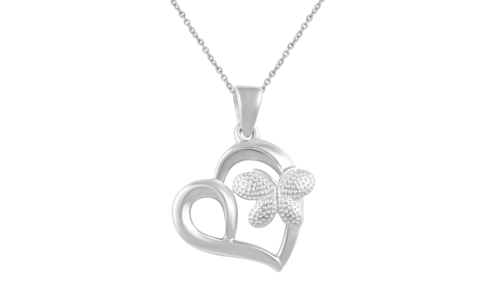 Heart Butterfly Pendant 925 Silver by Fifth and Fine