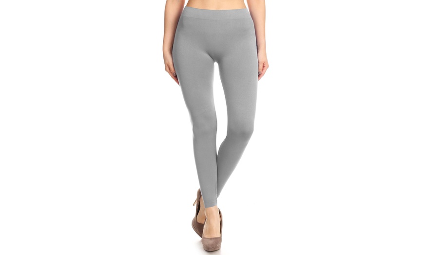 Image 61: Plus size,Solid Color Basic Soft Comfy Elastic Waistband High Waist Leggings