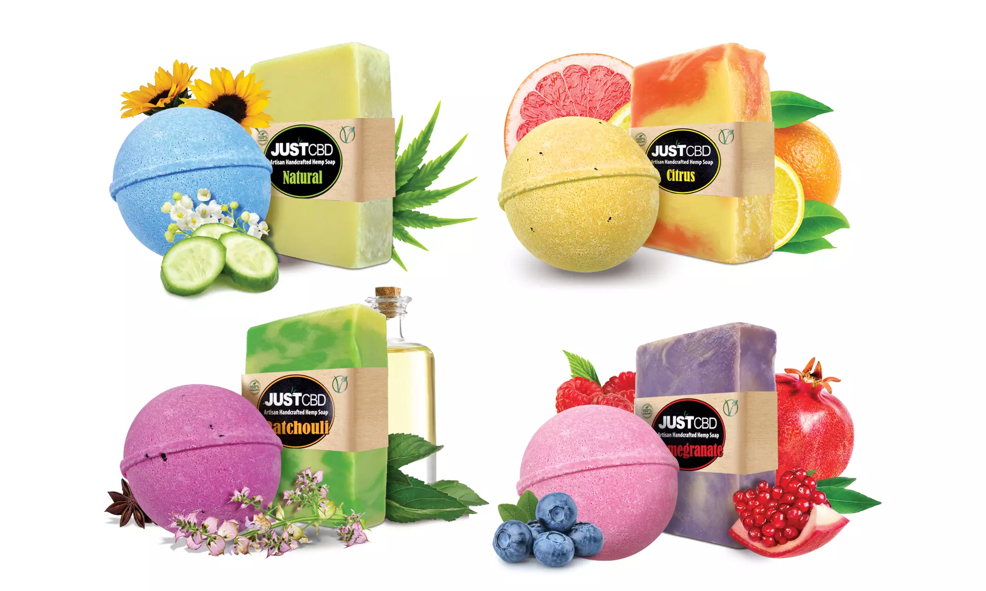 JustCBD Hemp Soap & CBD Bath Bomb Bundle  - Primary Image