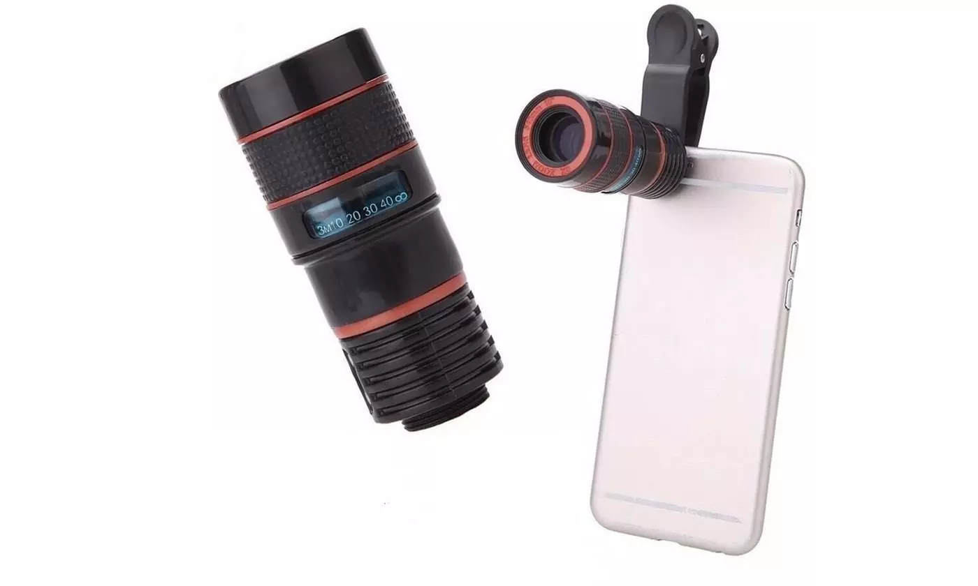 Universal 8X Zoom Lens Optical Clip Telephoto Telescope Cell Phone Camera Lens - Primary Image