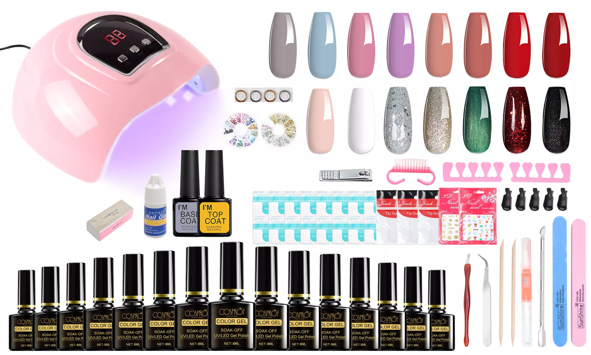 15 Colors Gel Nail Polish Kit with UV Light Nail Dryer Manicure Tools for Women - Primary Image