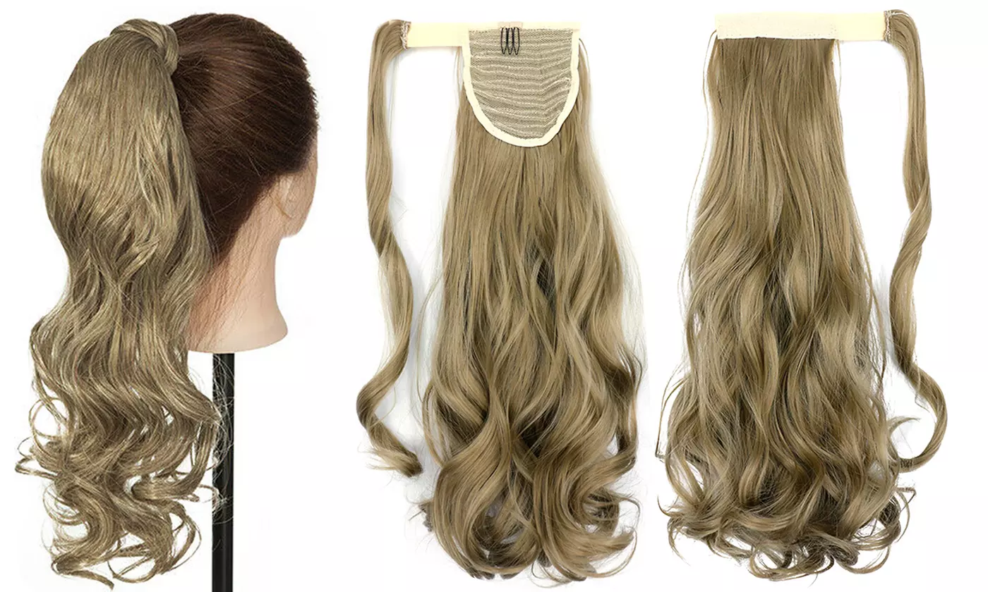 Women Long Curly Wavy Wrap Around Ponytail Extension Synthetic Hair Piece Clip