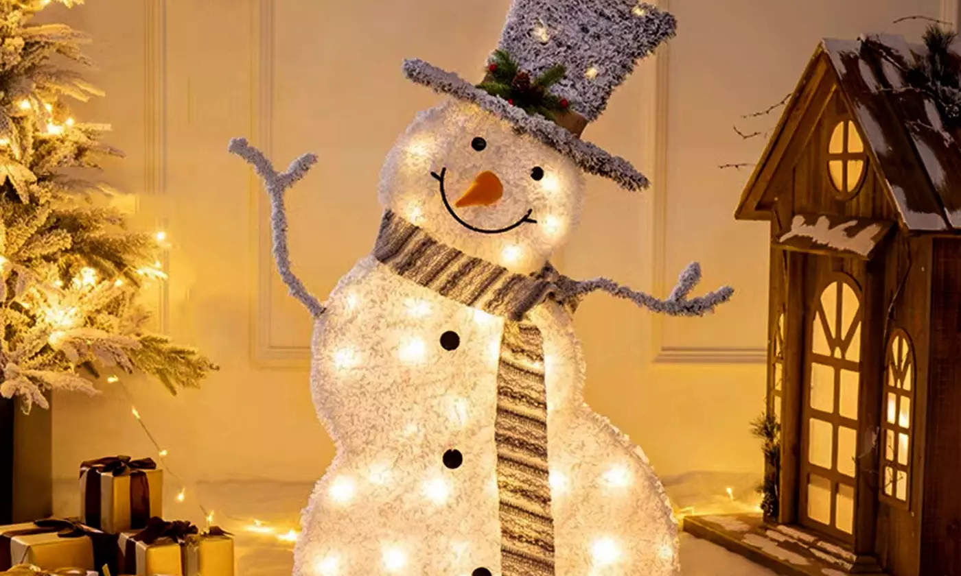 Christmas LED Lights: Snowman Family & Reindeer Holiday Decorations
