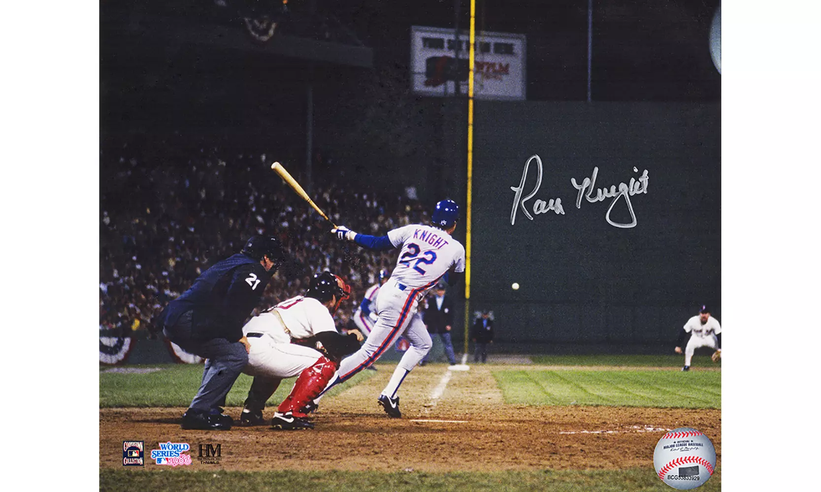 Ray Knight Signed New York Mets 1986 Wold Series Batting Action 8x10 Photo - Primary Image