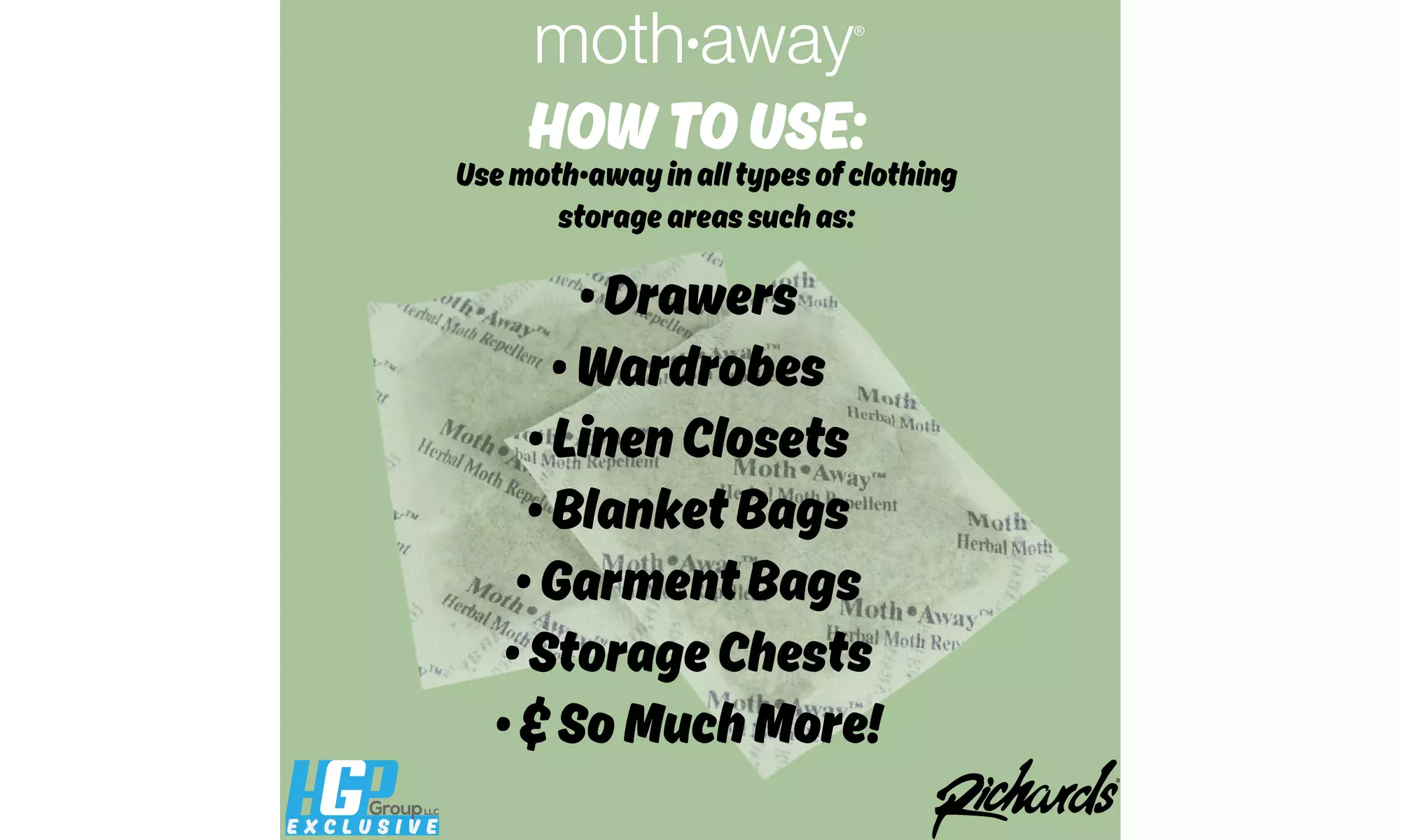 Moth Away All Natural Herbal Moth Repellent Sachets (Standard or Jumbo Sized)