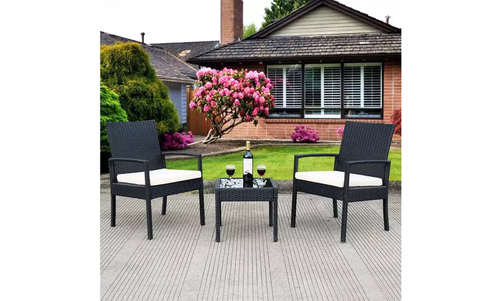 Costway Patio Cushioned Rattan Furniture Set (3-Piece) - Primary Image