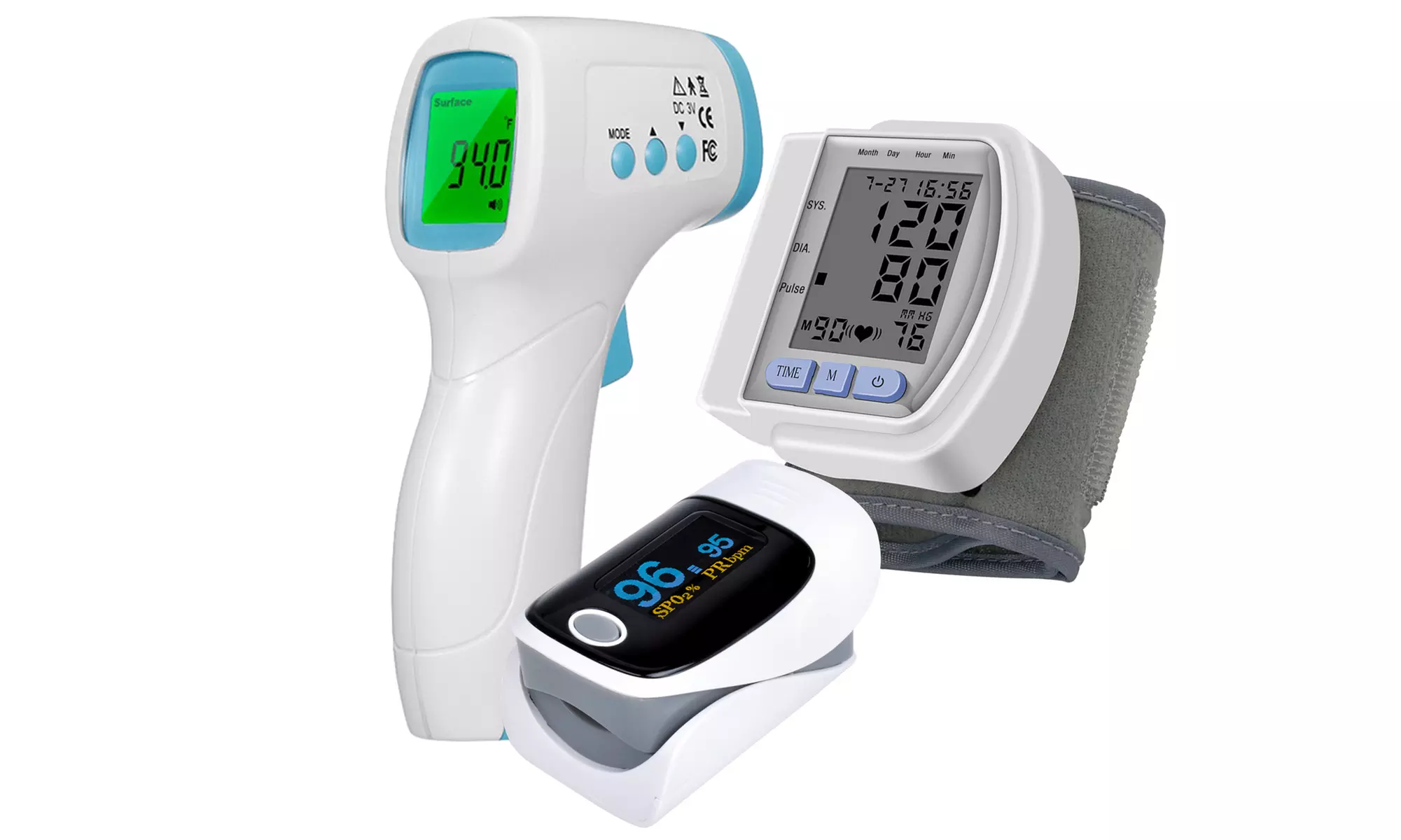 Infrared Forehead Thermometer Fingertip Pulse Oximeter Blood Pressure Monitor - Primary Image