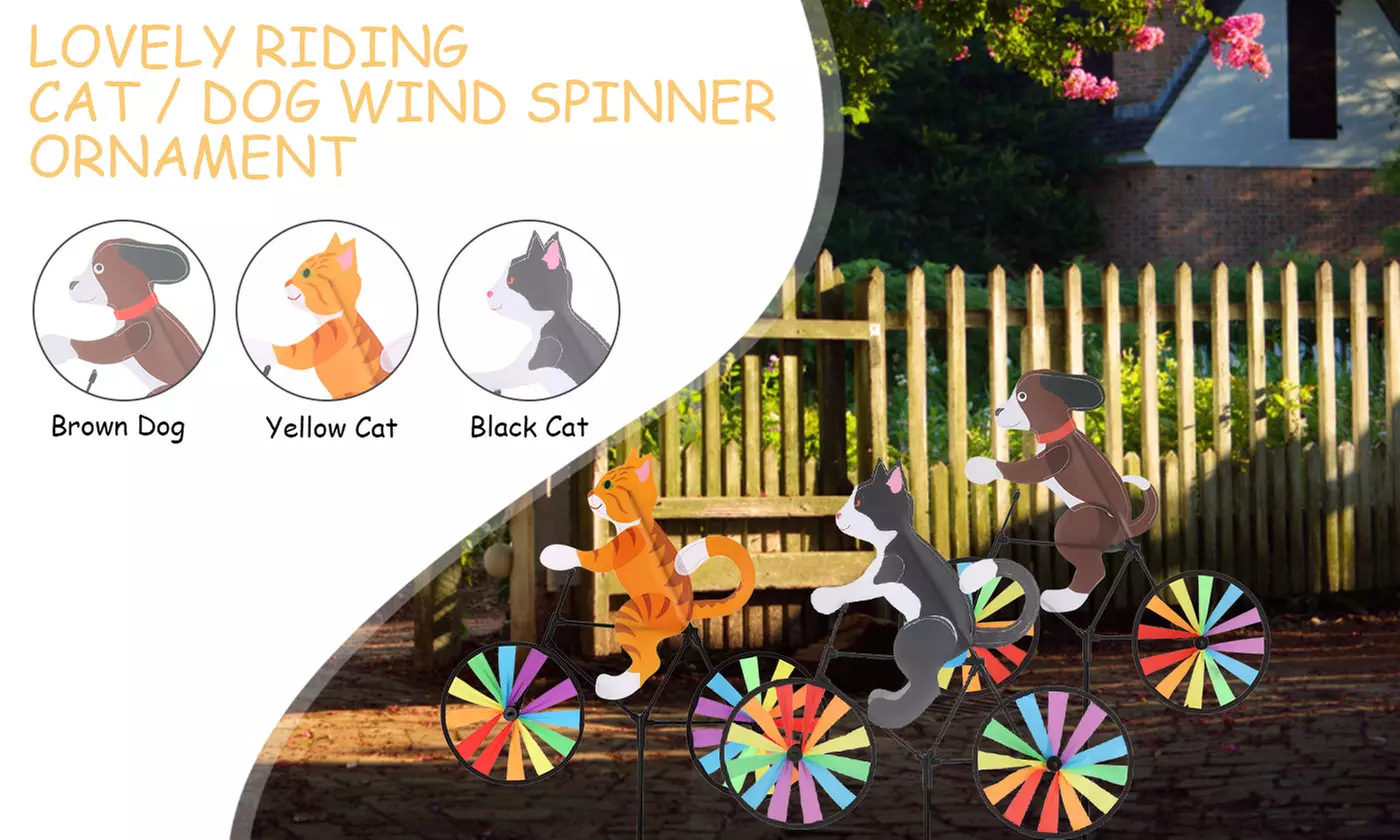 20" Animal Bike Wind Spinner Windmill Garden Funny Cat Dog Whirligig Pinwheel 