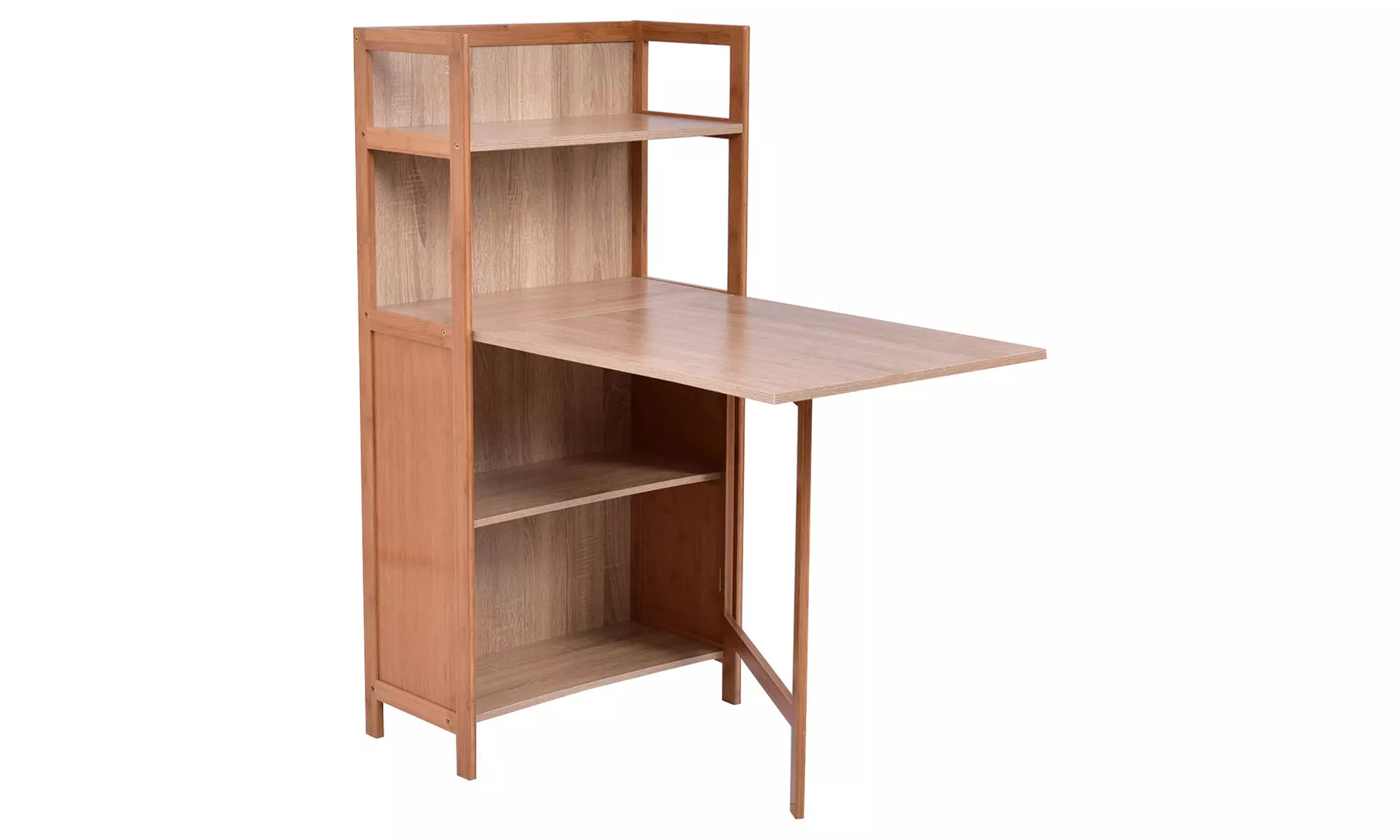 Fold Out Cabinet Folding Desk Convertible Workstation Book Shelf  - Primary Image