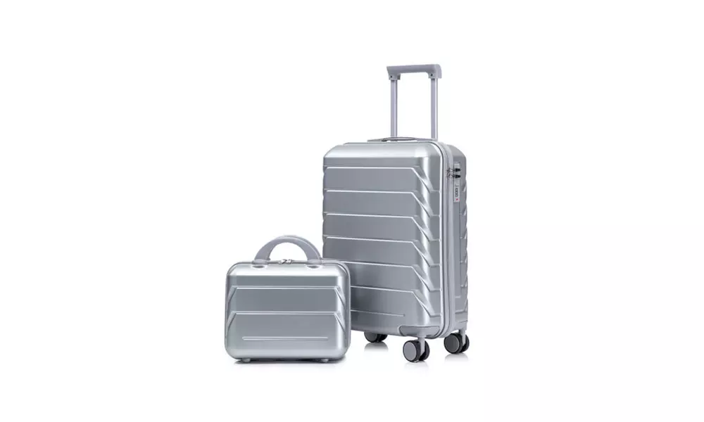 ABS Hard Shell Carry-On Suitcase with Front Pocket, TSA Lock & Spinner Wheels