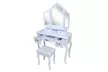 Tri-fold Mirror Dresser with Dressing Stool White - Second Medium