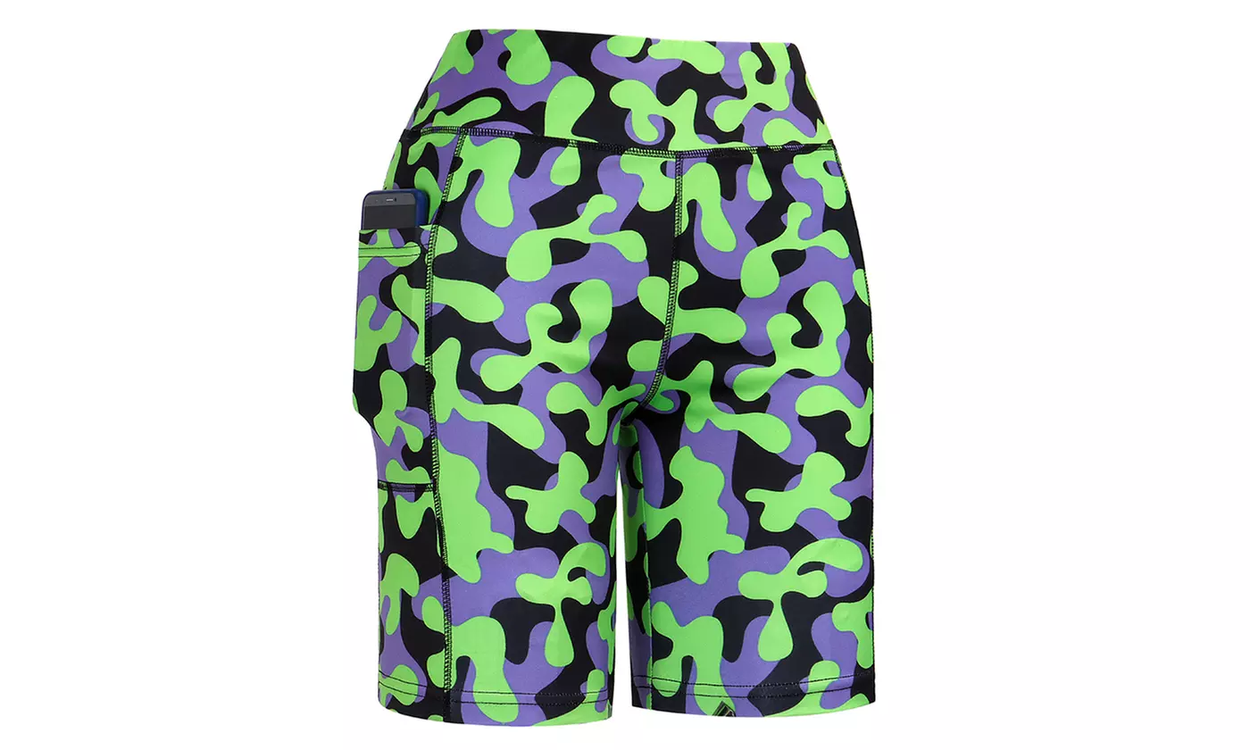 Women's High Waist Shorts Pocket Running Leggings with Side Pocket