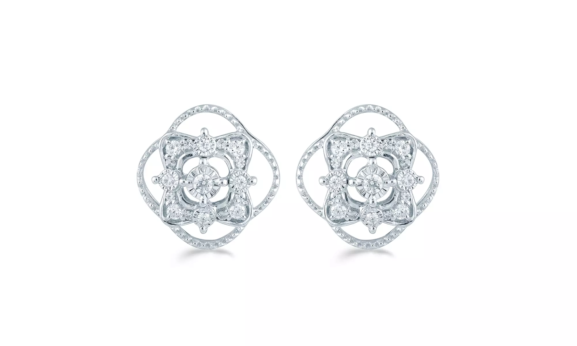 1/4Ct TW Diamond Cushion Cluster Studs in Sterling Silver by Fifth and Fine - Primary Image