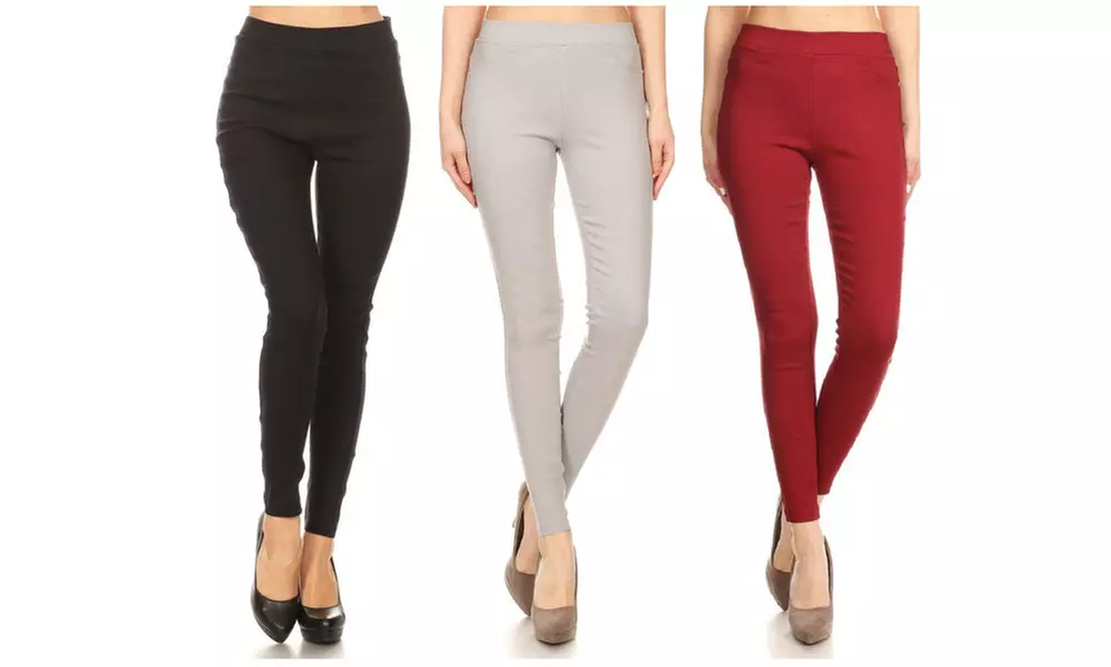 Women's High Waist Pull-On Stretchy Skinny Jeggings (3-Pack) With Plus Size