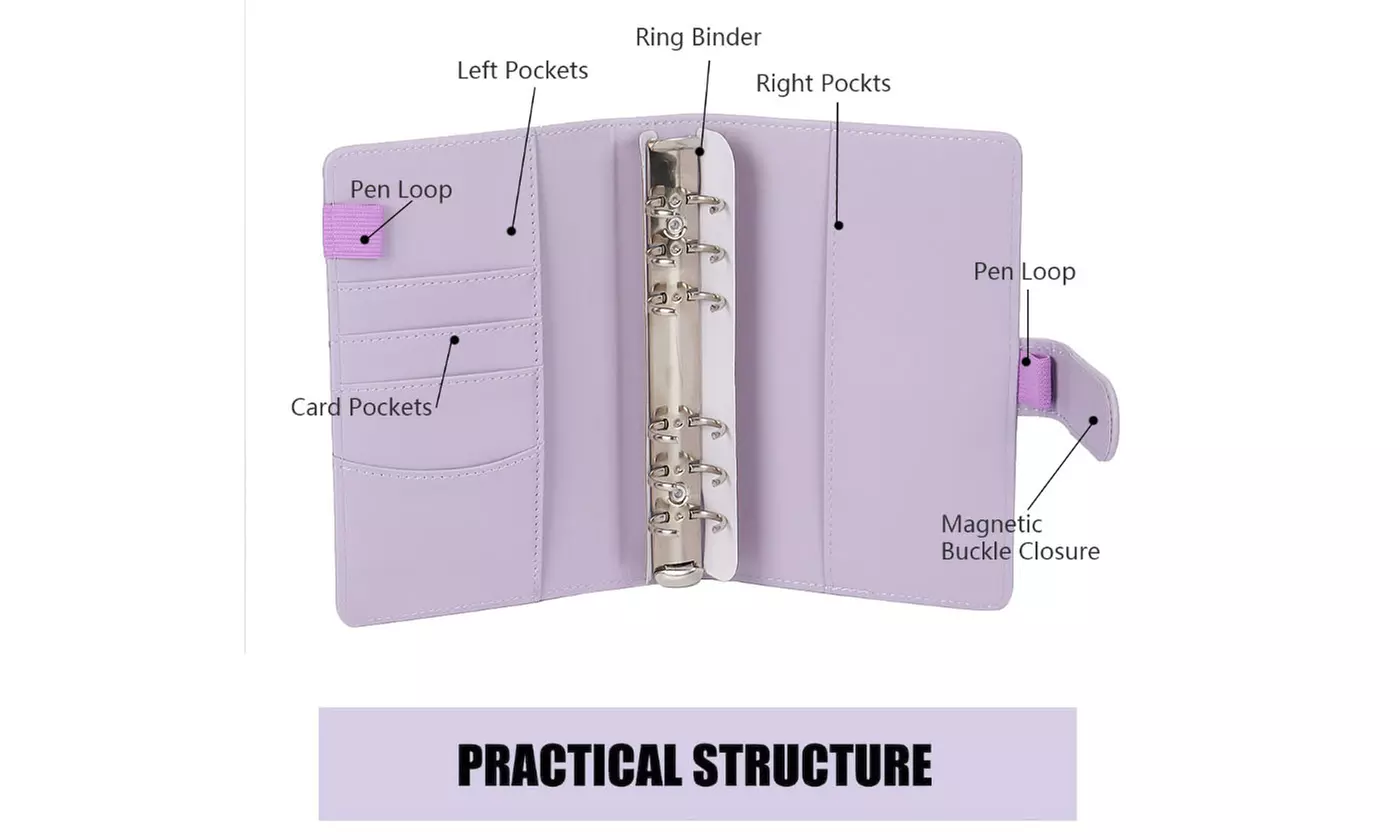 23PCS A6 PU Leather Notebook Binder Set Refillable Budget Savings Planner Binder