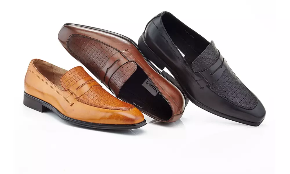 Franco Vanucci Men's Woven Vamp Penny Loafer Dress Shoes - Primary Image