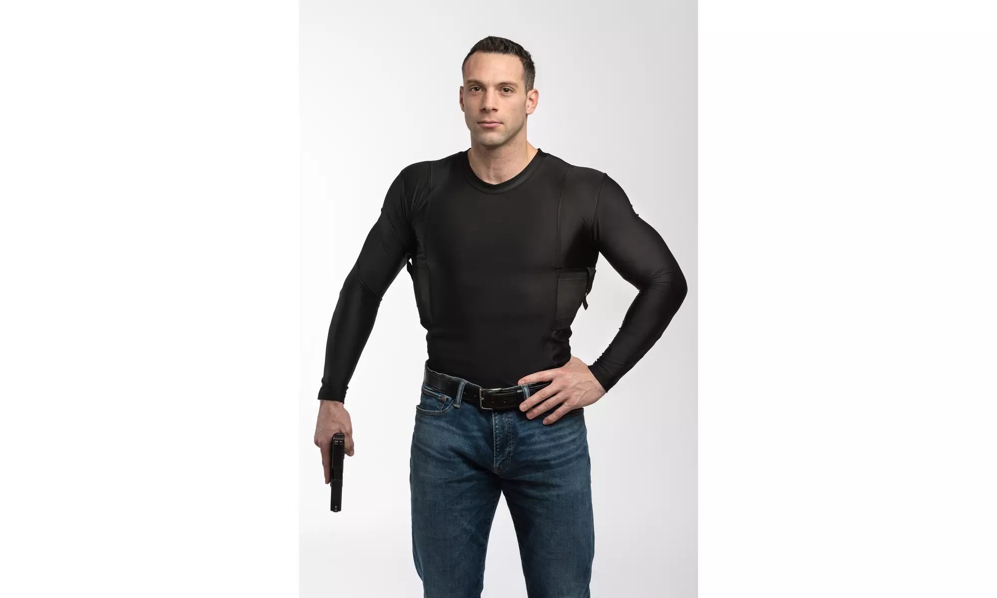 Concealment Clothes Mens Long Sleeve Concealed Carry Holster Undershirt  - Primary Image