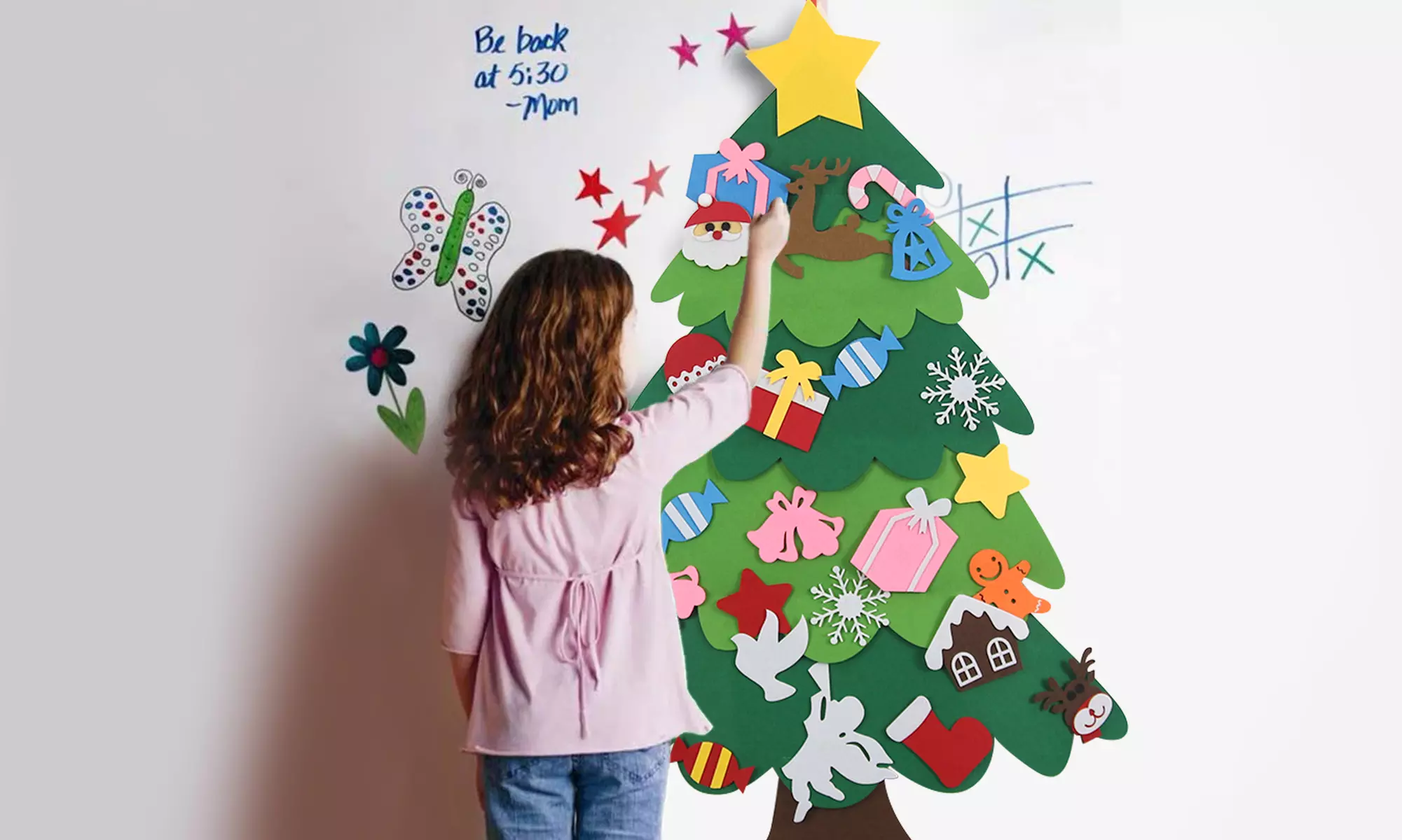 DIY Felt Christmas Tree with 26pcs Ornaments Xmas Gifts for Kids Hanging Decor - Primary Image
