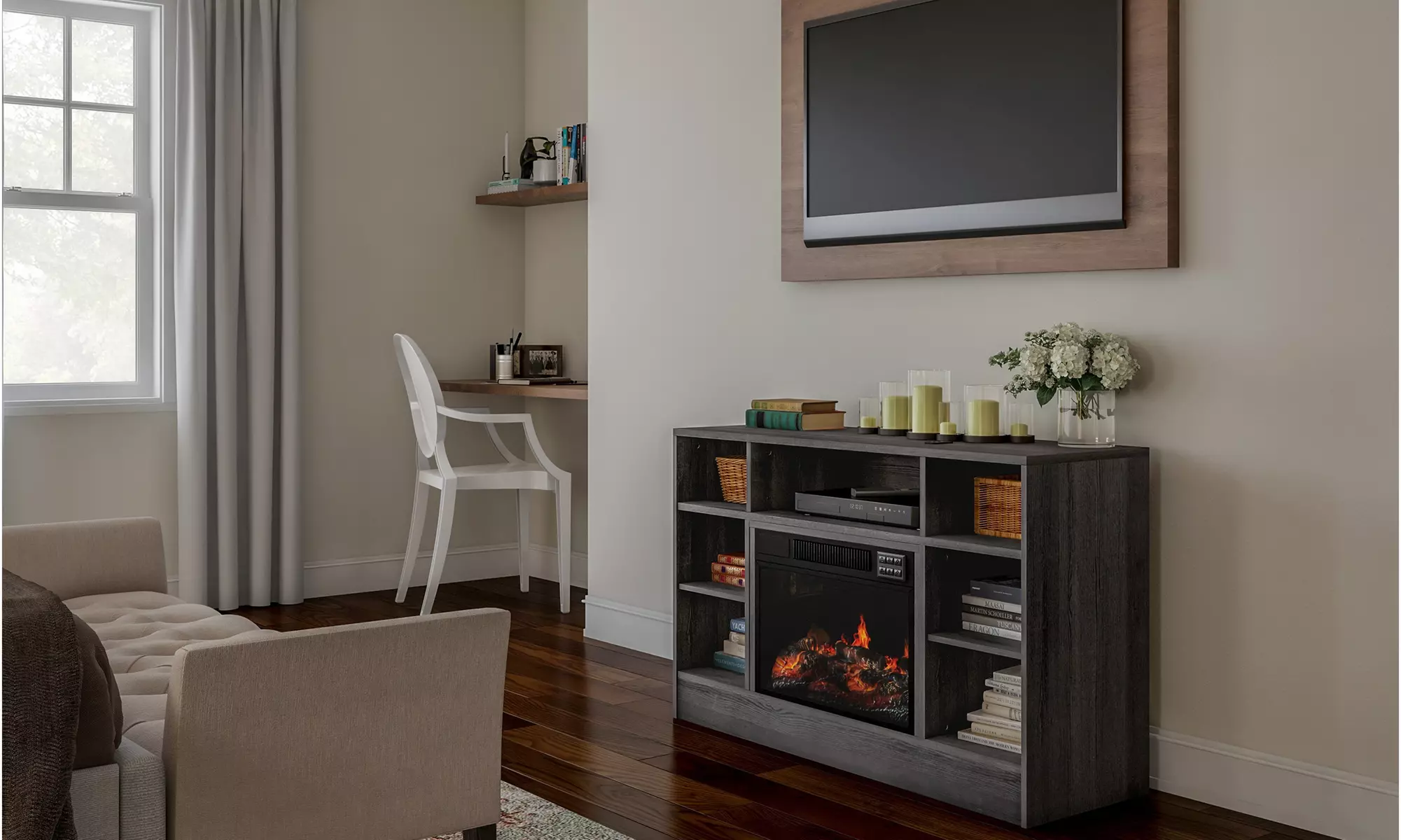Electric Fireplace TV Stand- For TVs up to 47" - Second Medium