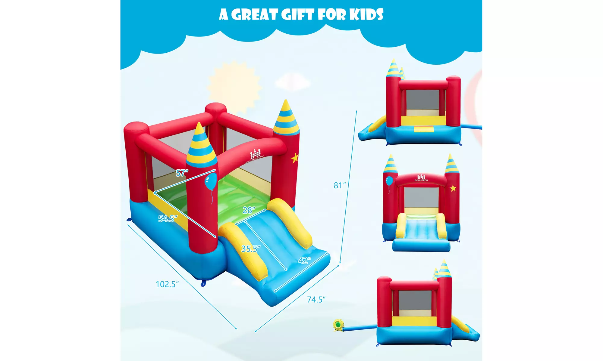 Costway Inflatable Bounce Castle Kids Jumping Bouncer Outdoor w/ 550W Blower
