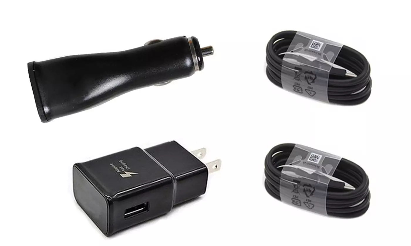 USB Type C Cables Adaptive Fast Dual Car Wall Charger for Samsung Galaxy S8 S9 