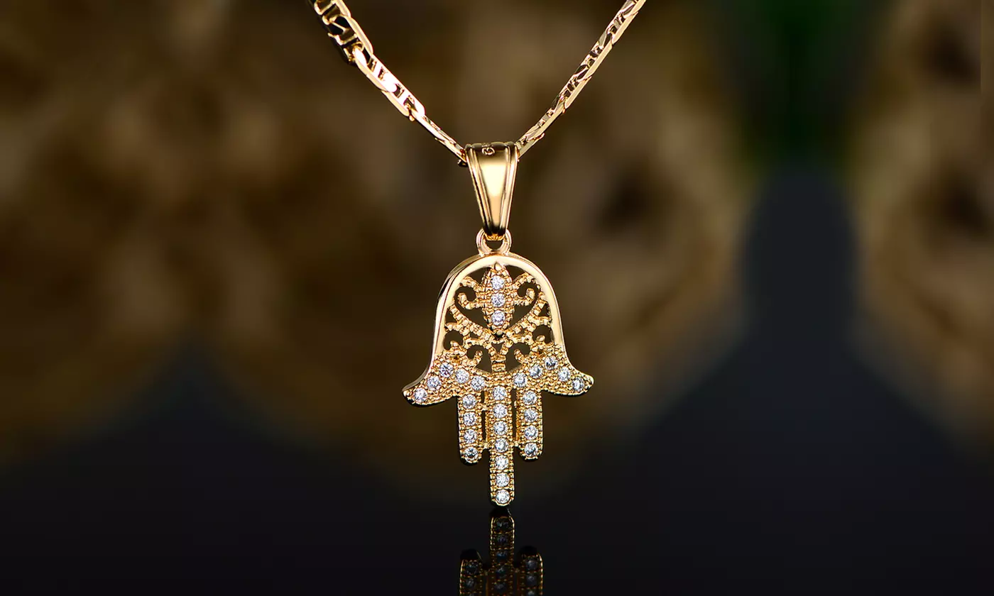 Gold Plated Hamsa Necklace - Primary Image