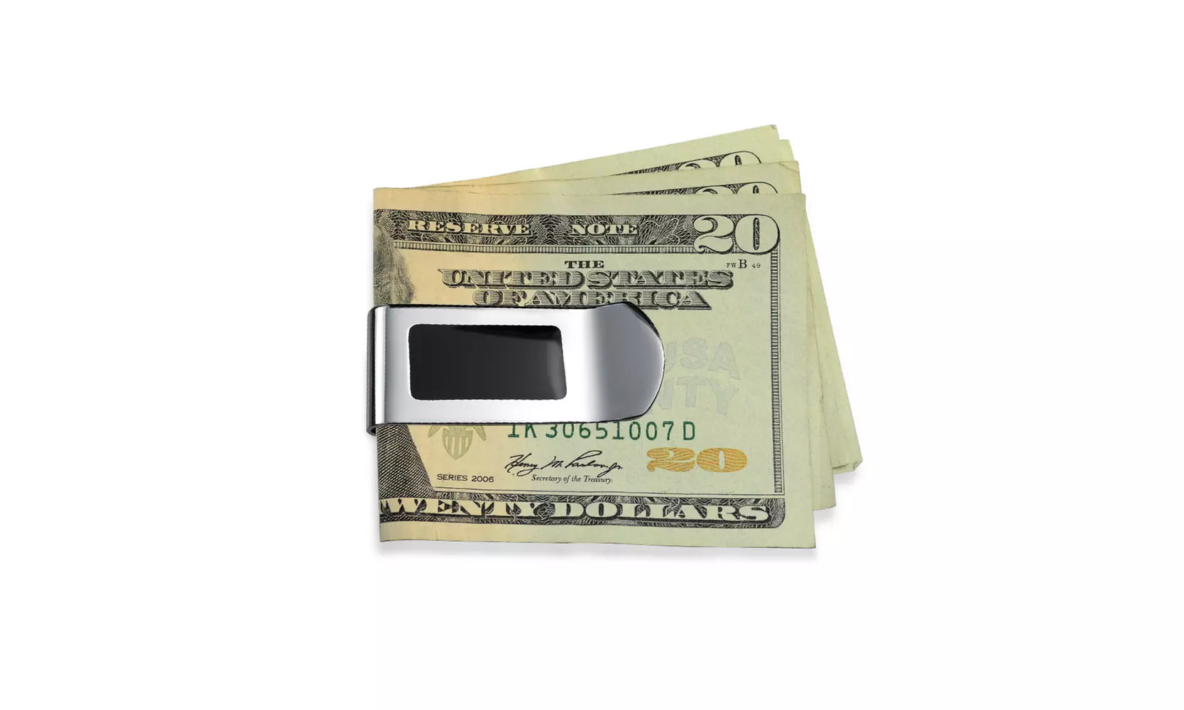 Two Tone Black Enamel Engravable Money Clip Credit Card Holder Steel - Second Medium