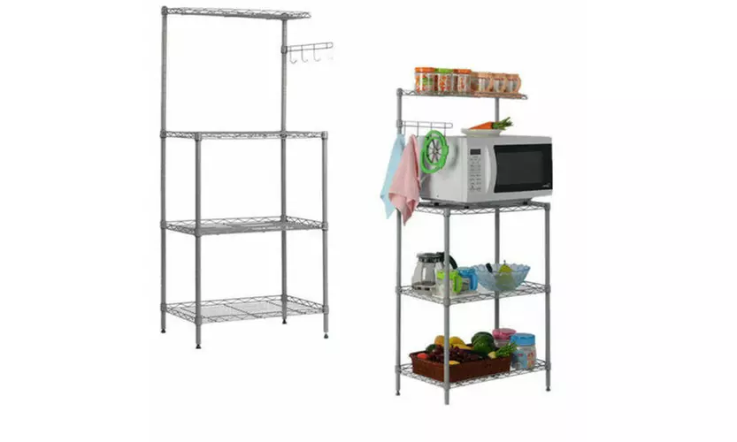 3-Tier Microwave Oven Stand Shelves Kitchen Baker Workstation Storage Cart - Primary Image