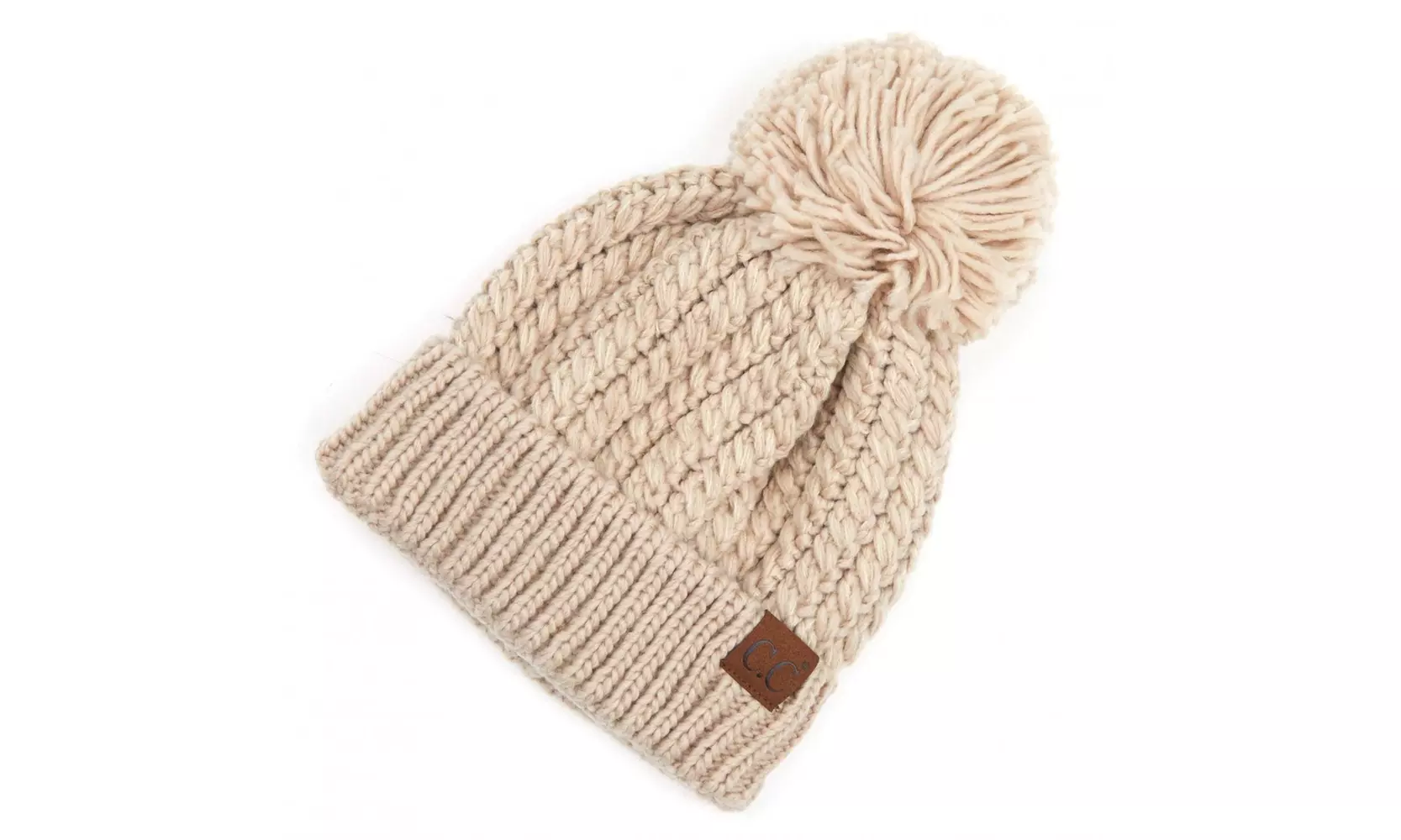 C.C. Beanie Twisted Mock Cable Knit Pom Beanie,  HAT-2054 - Primary Image
