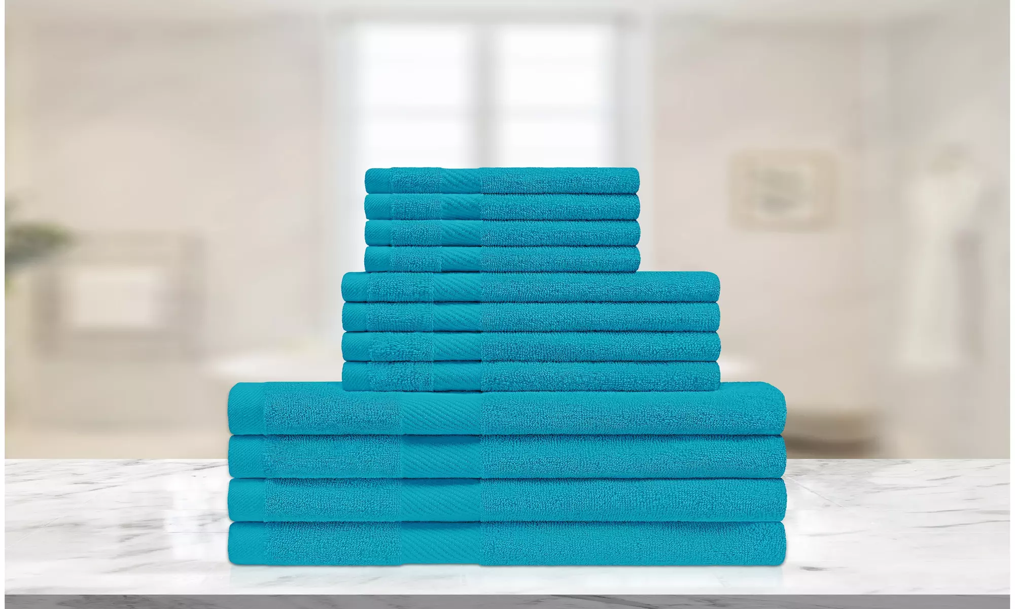 Superior 12 Piece Egyptian Cotton Washcloth Hand Towels Bath Bathroom Towel Set - Primary Image