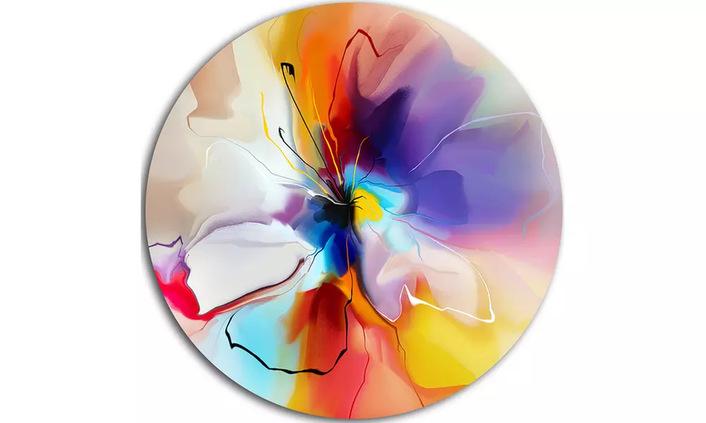 Creative Flower in Multiple Colors' Disc Large Floral Artwork on Metal - Second Medium