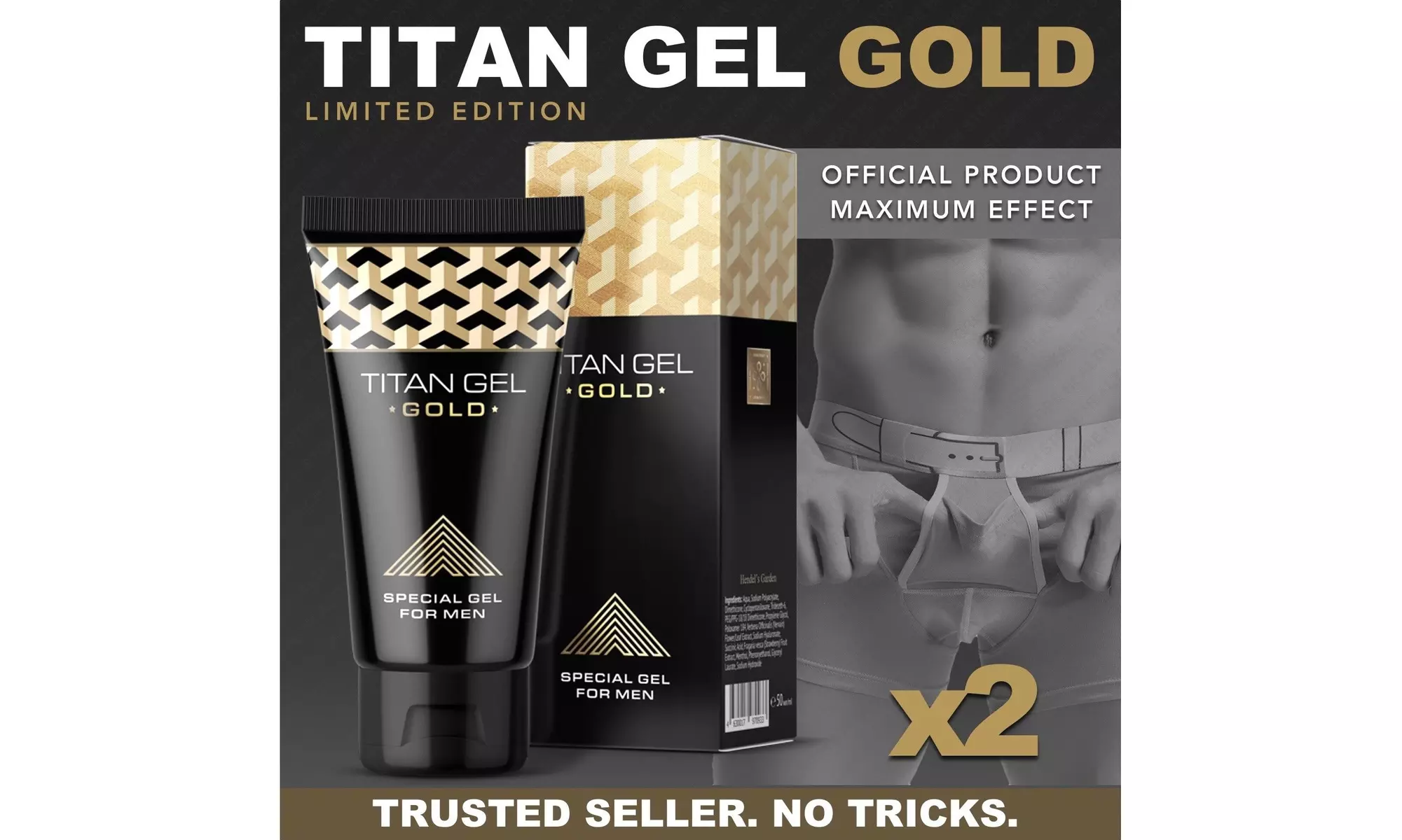 TITAN GEL GOLD Tantra Sex Special Gel For Men Original Hologram Lubricant 50ml - Primary Image