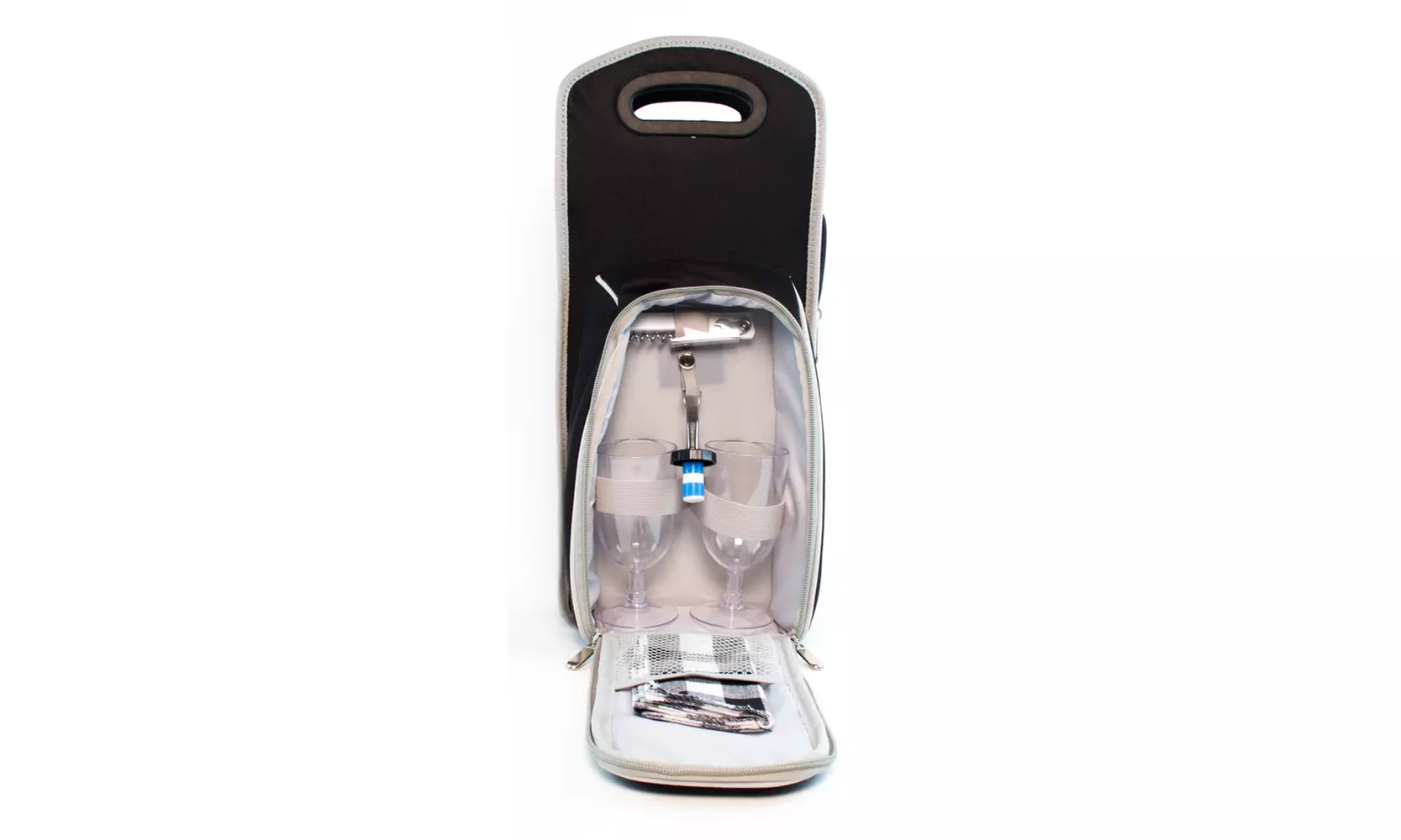 Wine Carrier Tote Bag - Insulated Wine Bottle Holder or Wine Case Picnic Set