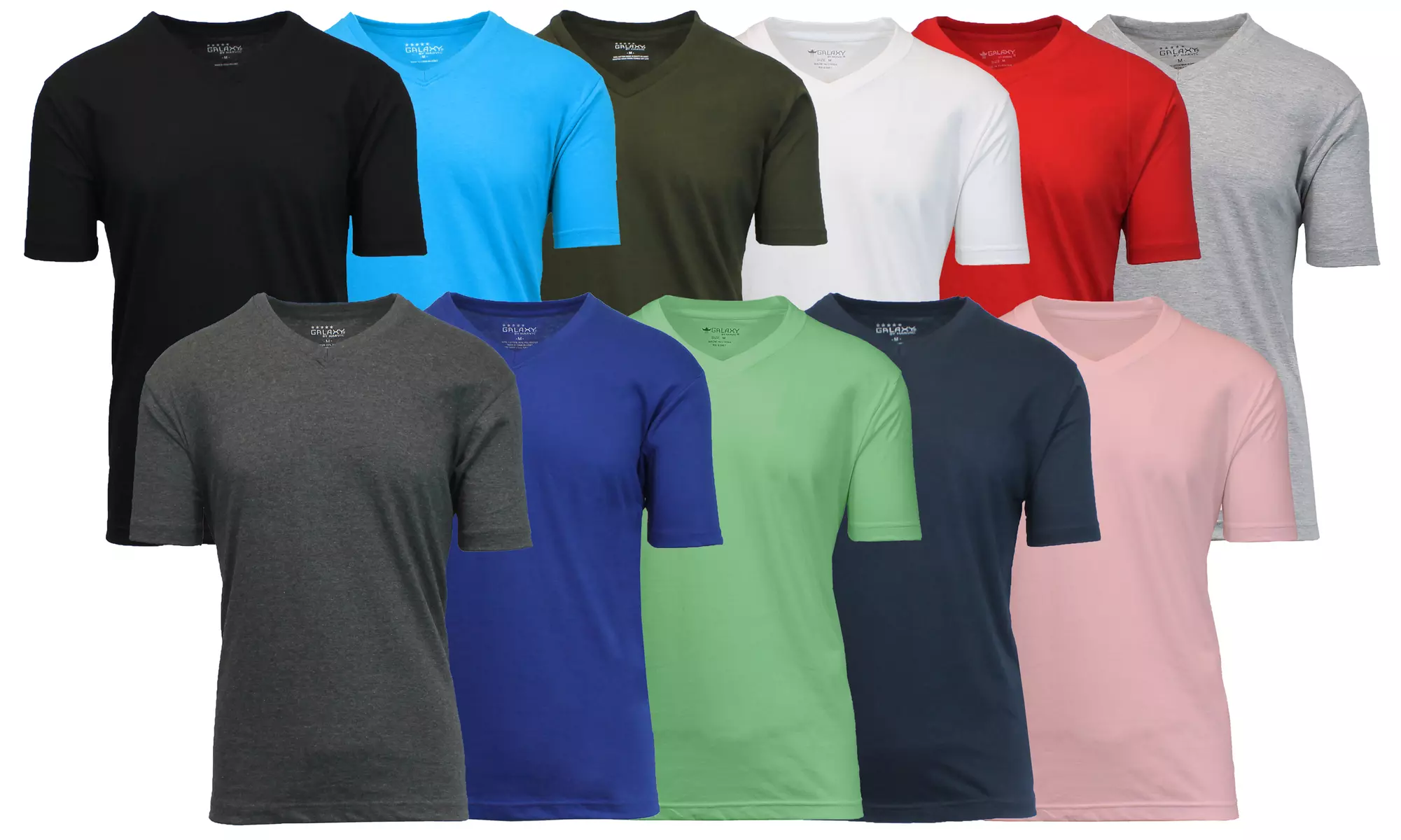 Men's 5-Pack Mystery Colors V-Neck Short Sleeve Cotton Blend Tee (Sizes, S-3XL)