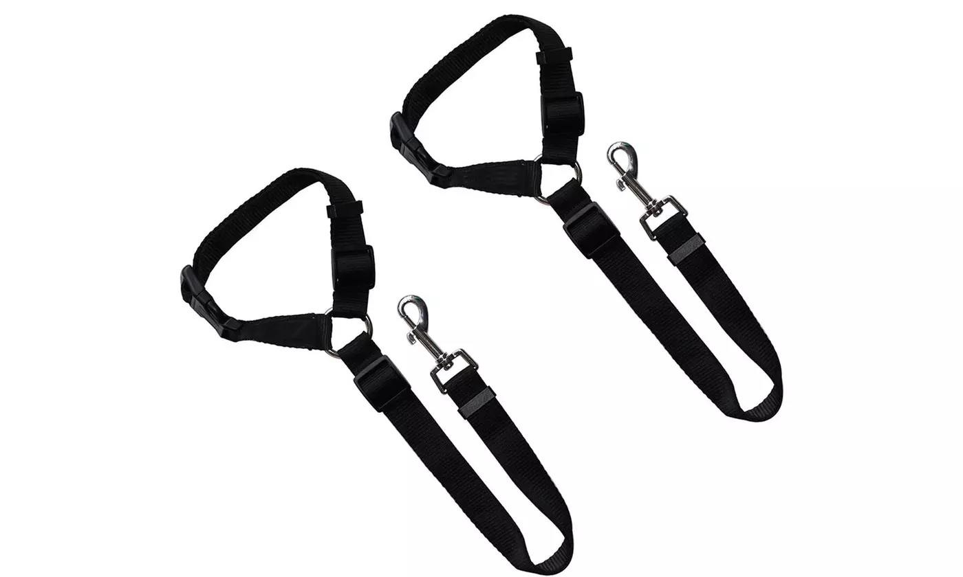 2-Pack Adjustable Pet Dog Cat Safety Leads Car Seat Belt Harness Seatbelt