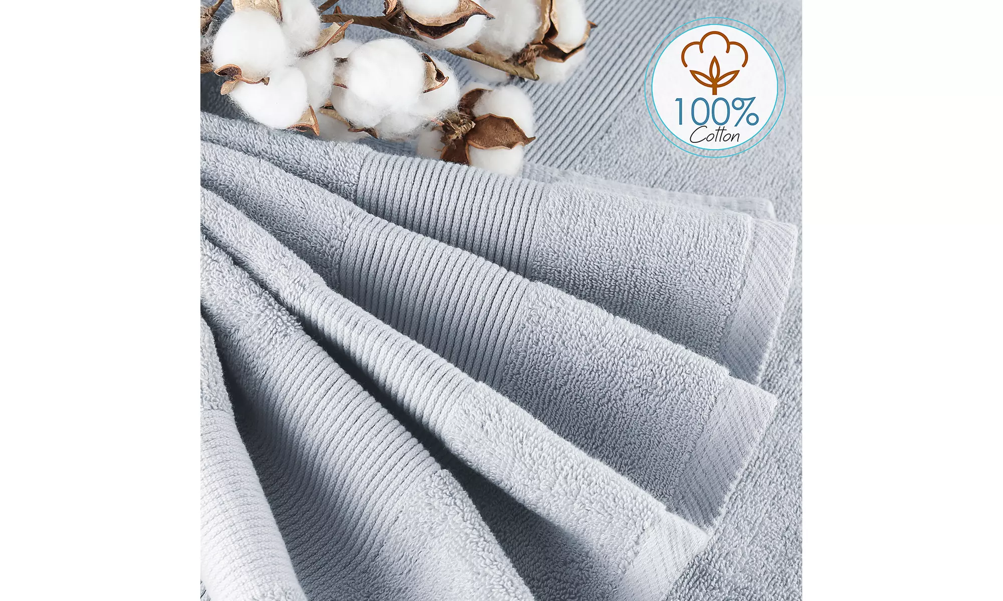 Hearth & Harbor Towels -100% Cotton Set of 10 ; 2 Bath, 2 Hand and 6 Washcloths