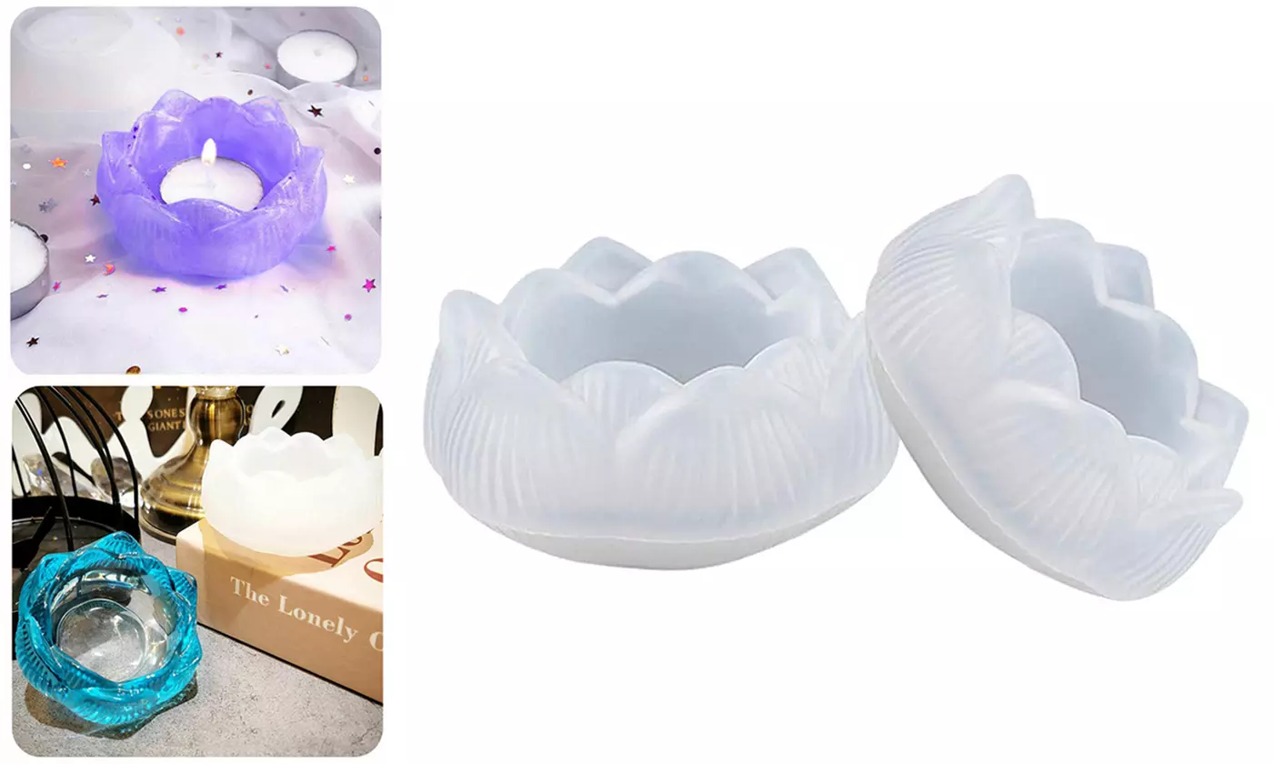 DIY Silicone Mold Lotus Shape Epoxy Resin Mould DIY Jewelry Making Tray Crafts - Primary Image