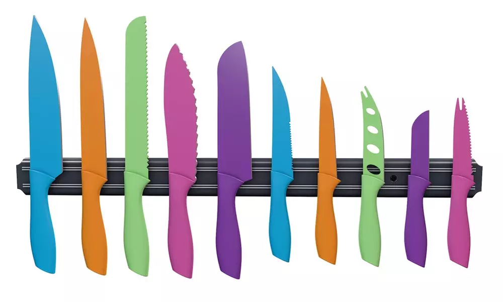 Classic Cuisine 10 Piece Multi Colored Knife Set with Magnetic Bar - Primary Image
