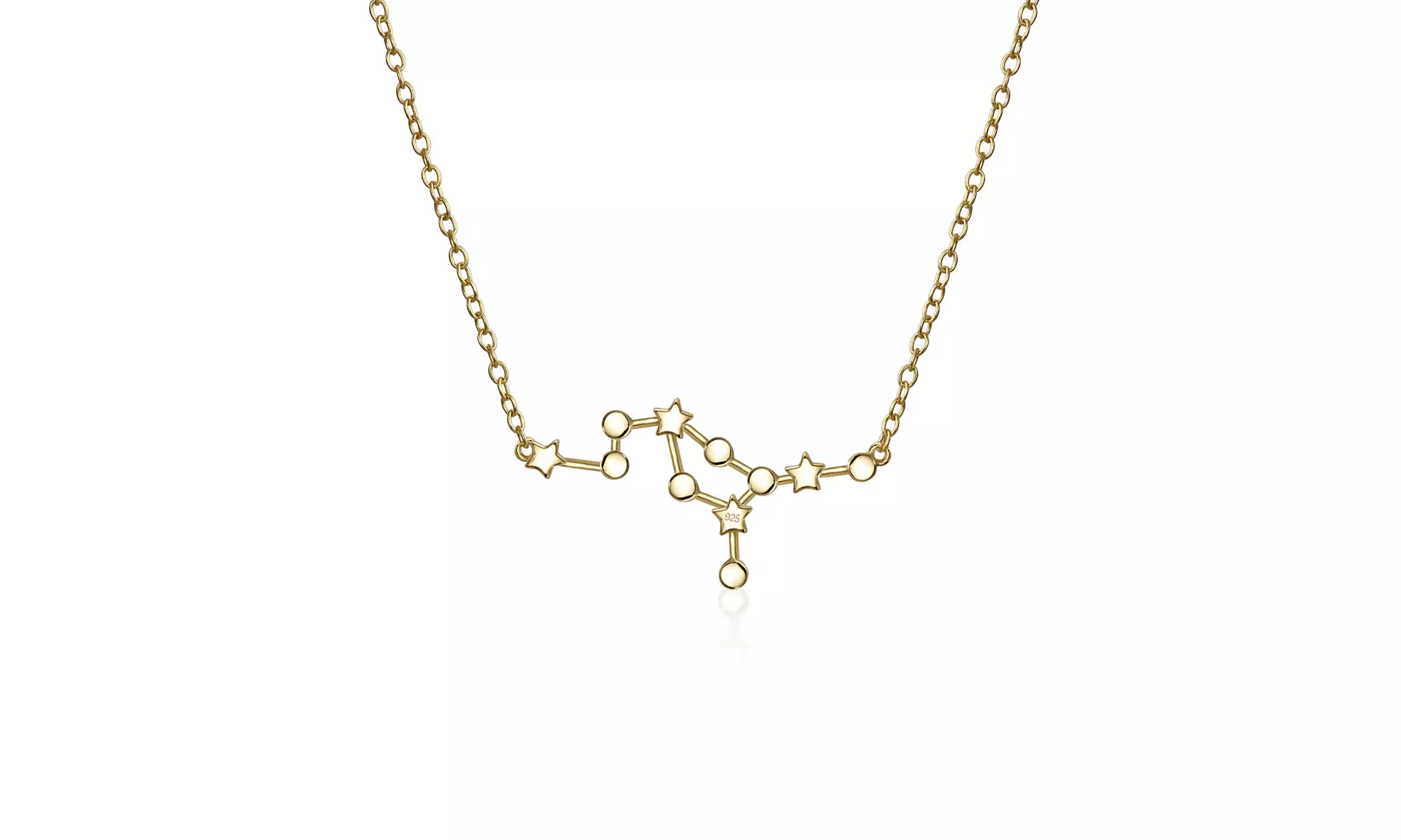 Virgo Zodiac Constellation Gold Plated Pendant Necklace 16 Inches - Second Medium