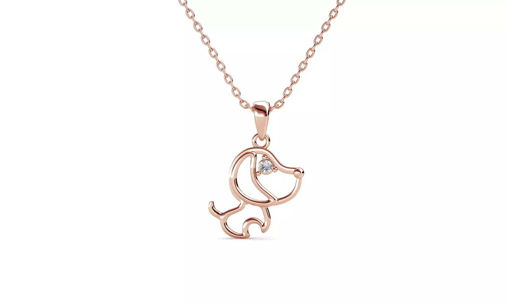 14K Rose-Gold Dog Pendant Necklace with crystals from Swarovski - Primary Image