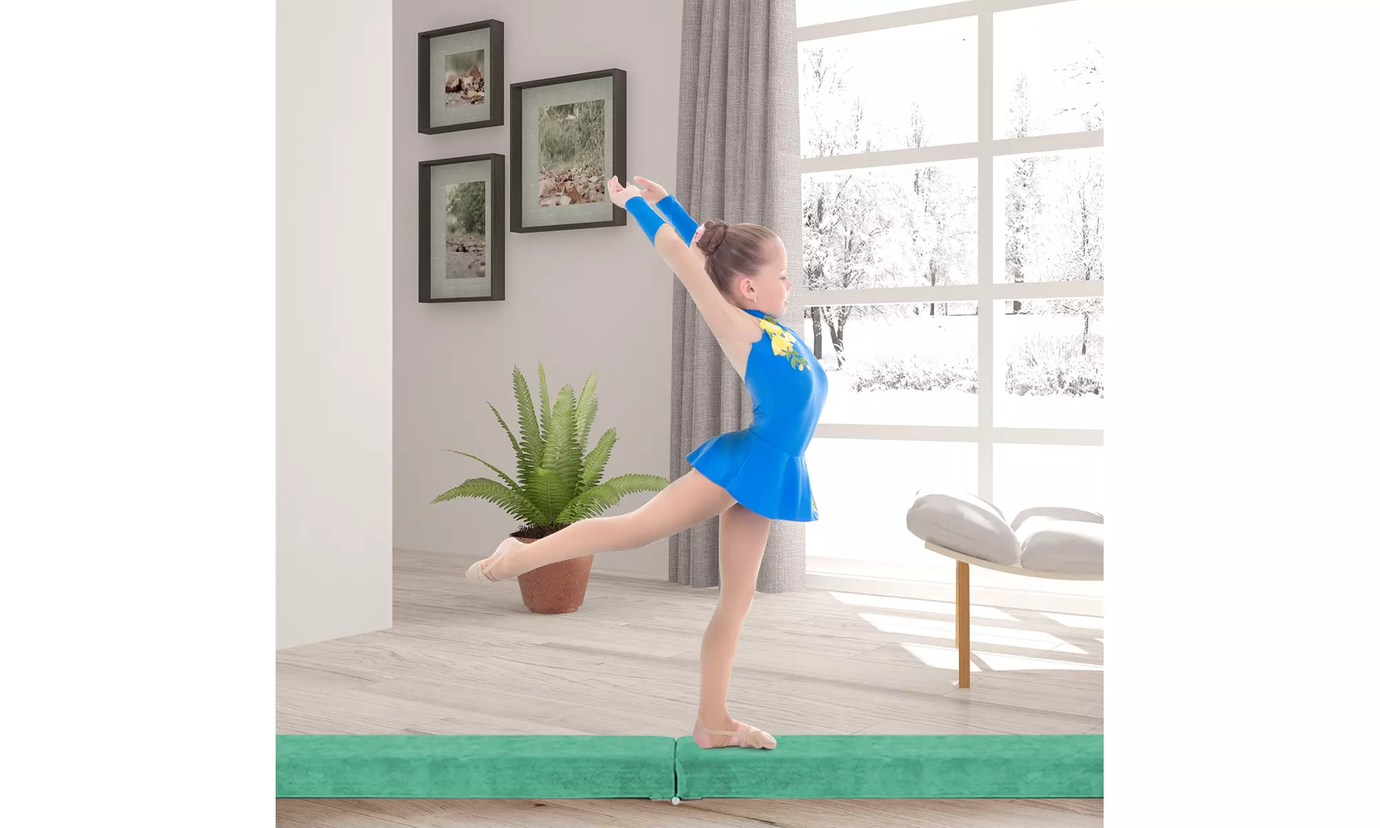 7FT Folding Floor Balance Beam Gymnastics Equipment for Practice Training 3color