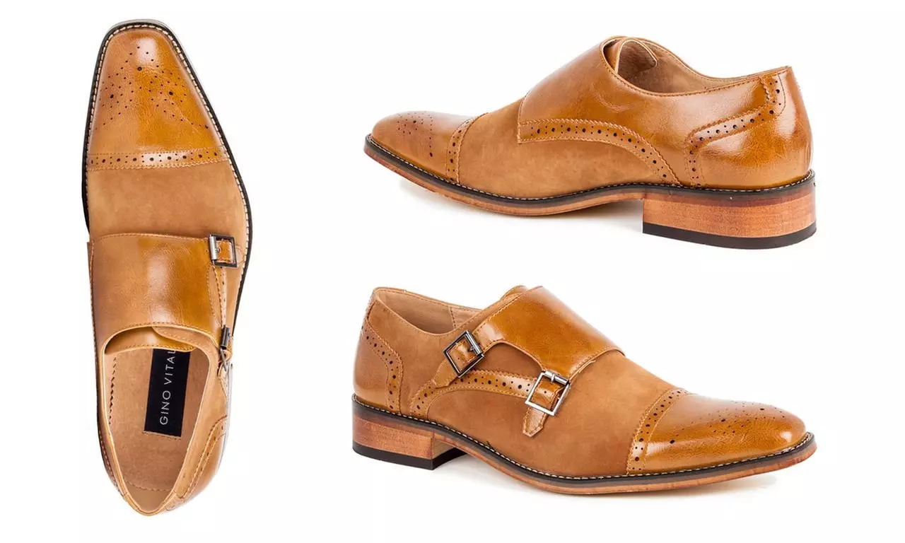 Gino Vitale Men's Double Monk Strap Two-Tone Loafer - Second Medium