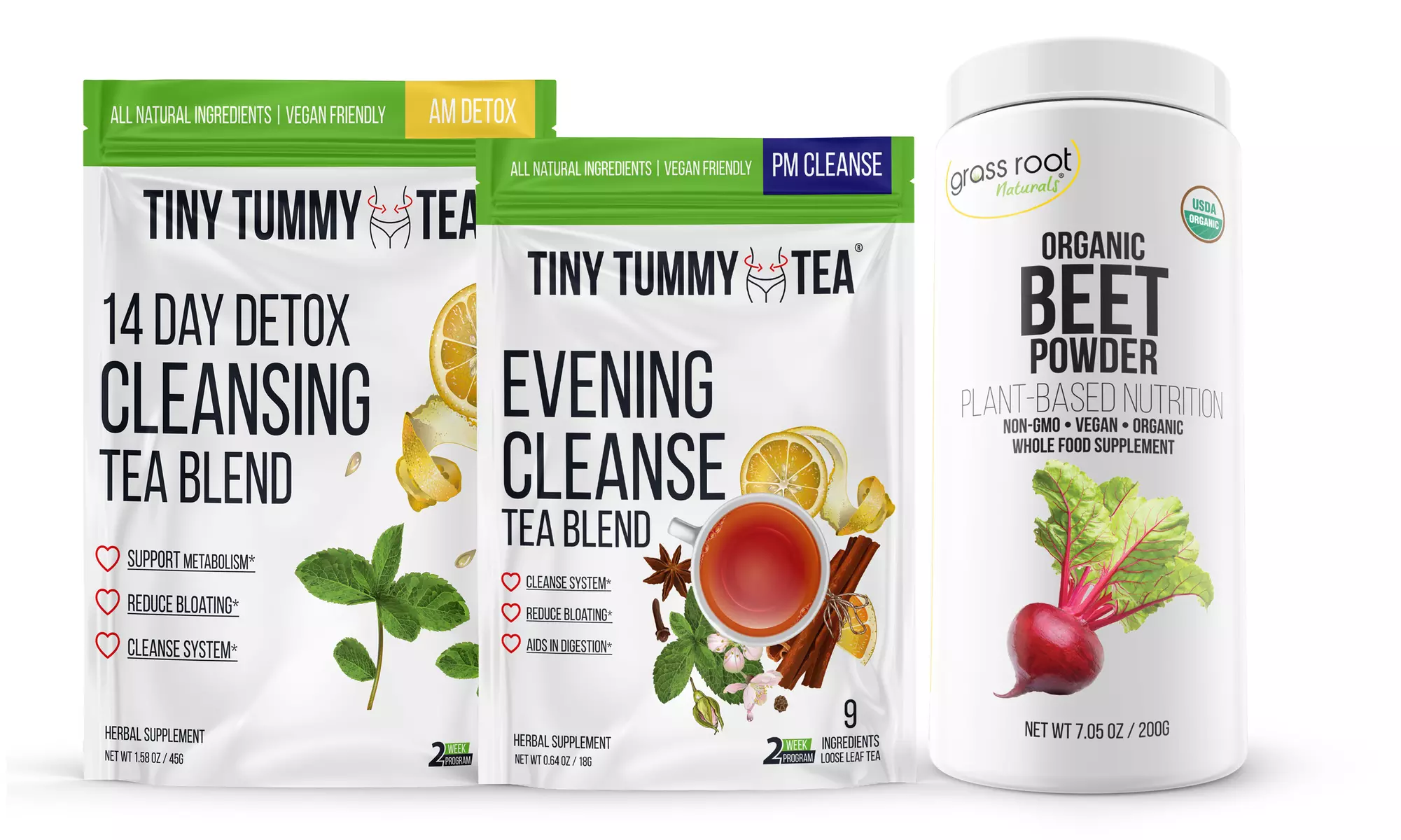 Tiny Tummy Detox AM/PM Tea and Organic Beet Powder (3-Pack) - Second Medium